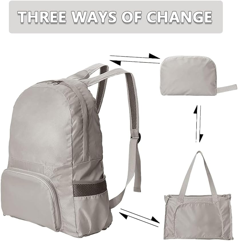 Foldable Travel Backpack, Lightweight Packable Daypack for Hiking, Camping, Outdoor Sports, Water-Resistant Mini Backpack for Men and Women (Khaki) image number 3