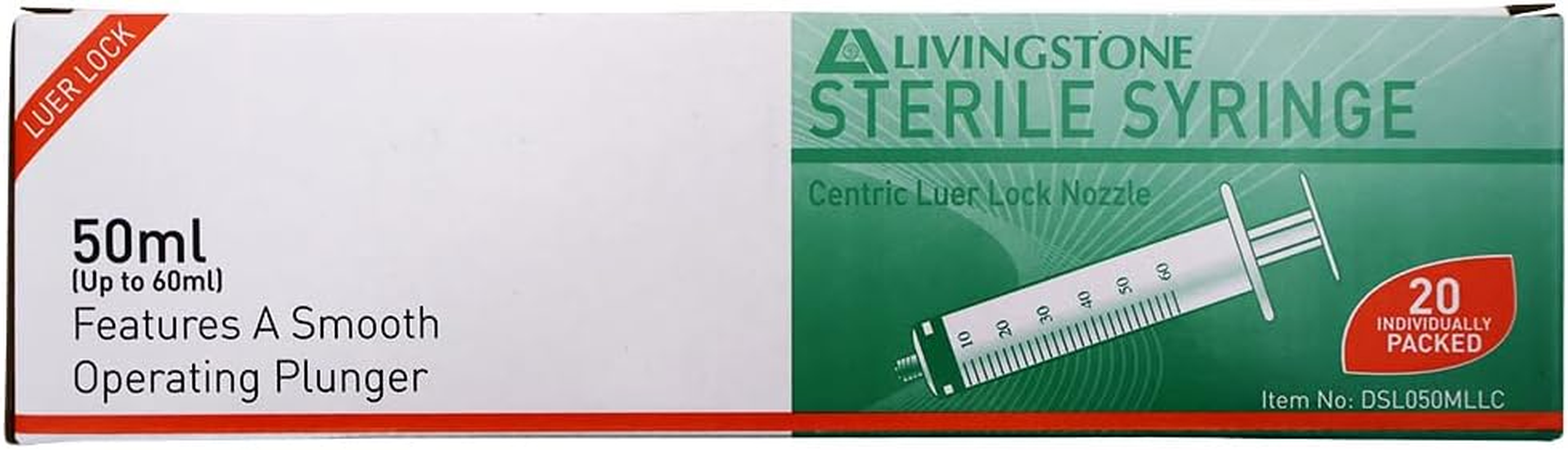 Livingstone Syringe 50Ml Luer Lock Tip Sterile Box of 20 image number 2
