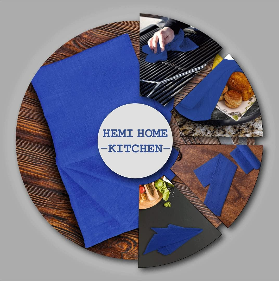 Flour Sack Kitchen Towels (Optical White, 12 Pack), 100% Cotton 28 X 28 Inches Cloth Napkins, Multi Purpose Dish Cloth | Tea Towels | Kitchen Towels&hellip; (Blue) image number 4