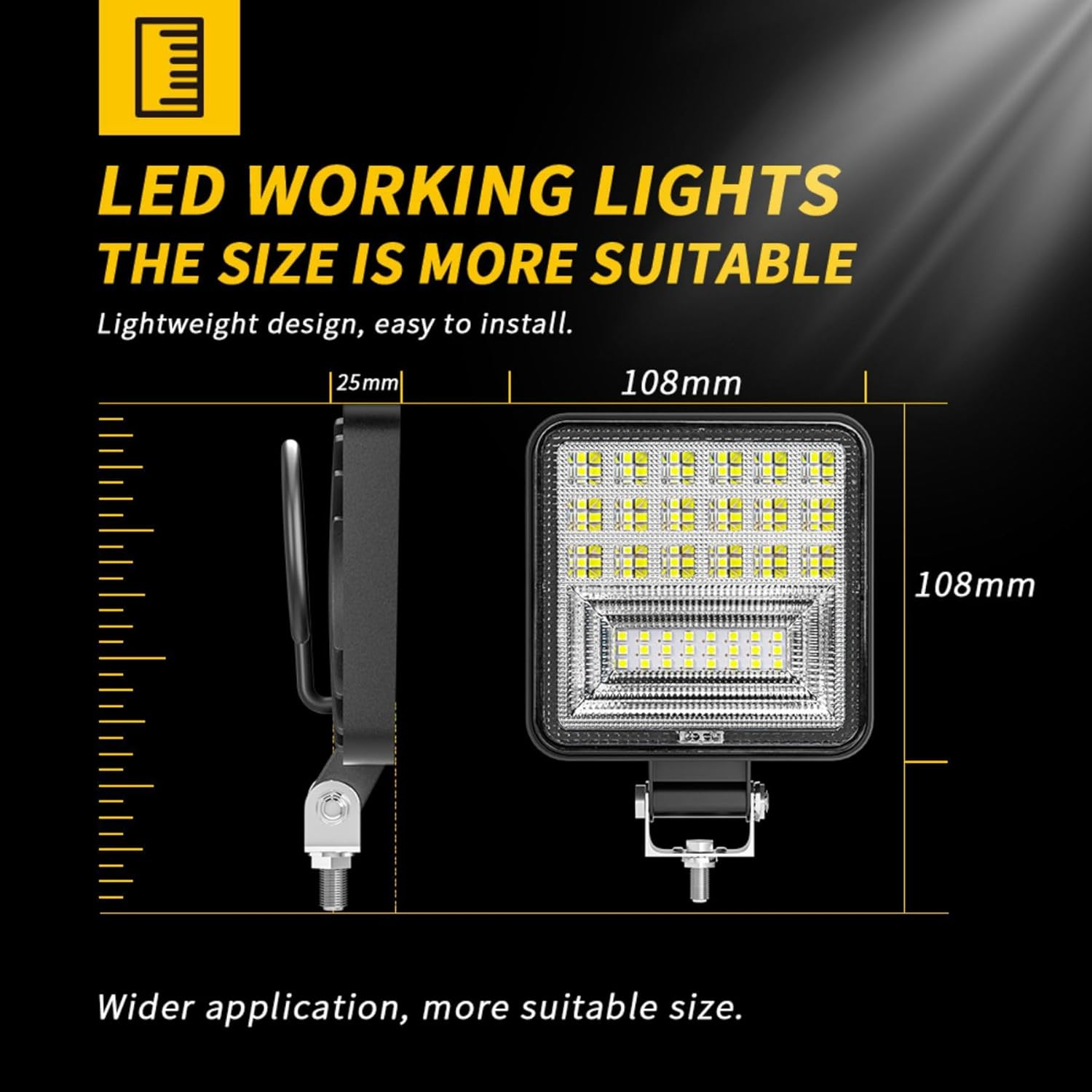 LED Boat Work Light Bar 4 Inch 6500K White 12V 8000LM Spot Flood Beam Marine Lights IP67 Waterproof for Truck SUV ATV UTV Motorcycle Tractor, Pack of 2 image number 2