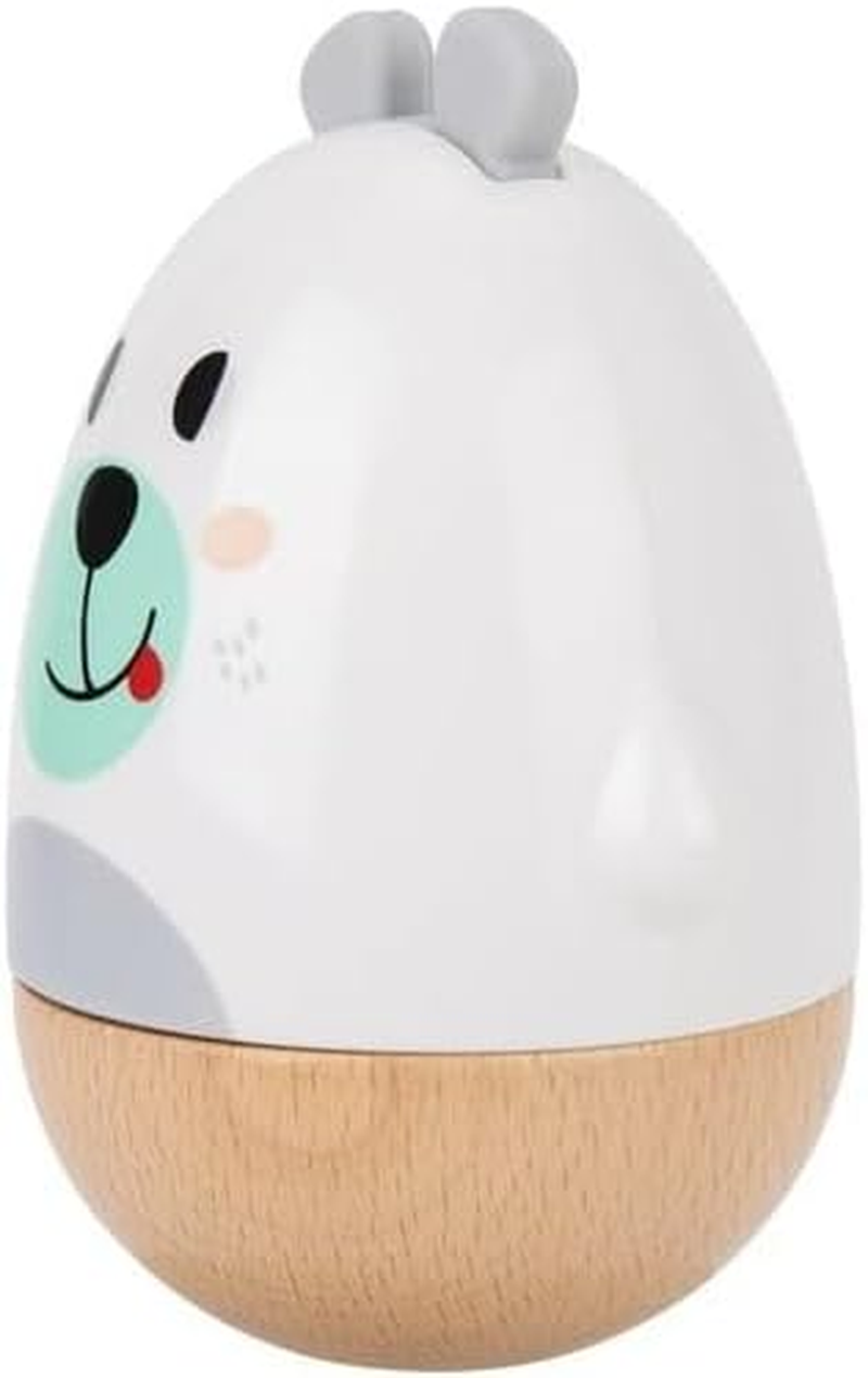 Tooky Toy Wind up Musical Wobble Roly Poly Tumbler Wooden Bear with Chime Lullaby for Babies image number 1