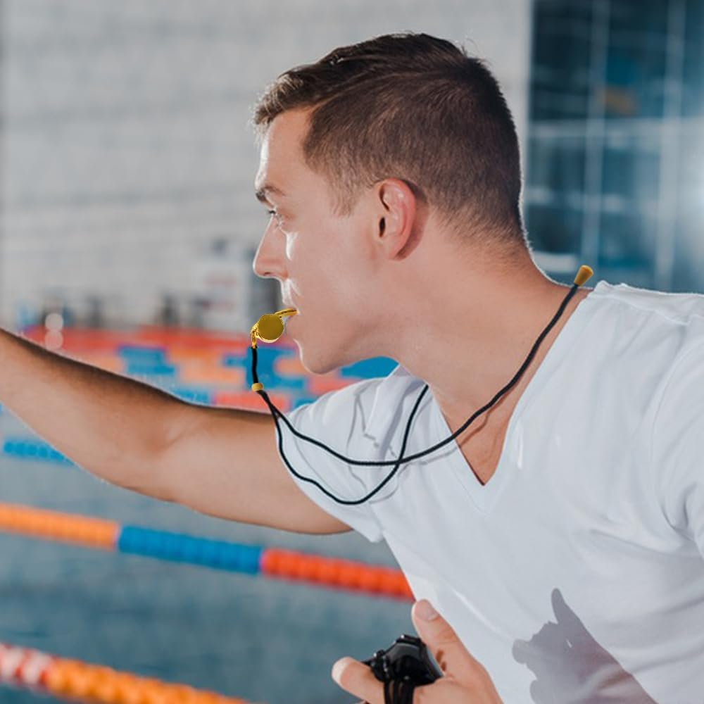 3 Pack Stainless Steel Whistle, Finegood Whistles Sports with Lanyard Loud Crsip Sound Referee Whistle for Coaches Teacher Emergency Whistle-Silver, Golden, Rose image number 2