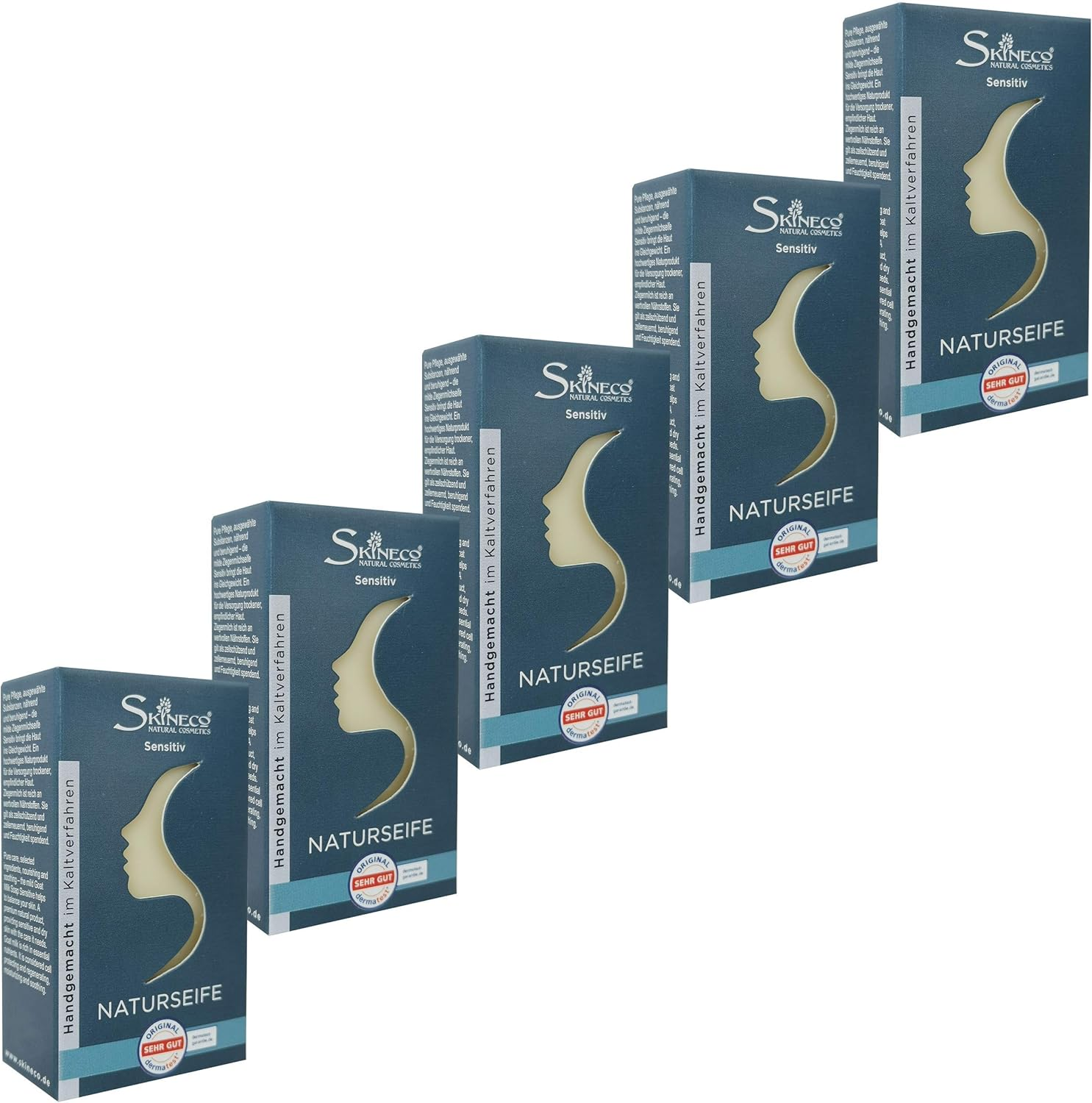 Skineco Natural Soap Sensitive | 5 X Sustainable Goat'S Milk Soap | Solid Shower Gel | Piece Soap for Dry Sensitive Skin | Body Soap | Hand Soap | image number 6