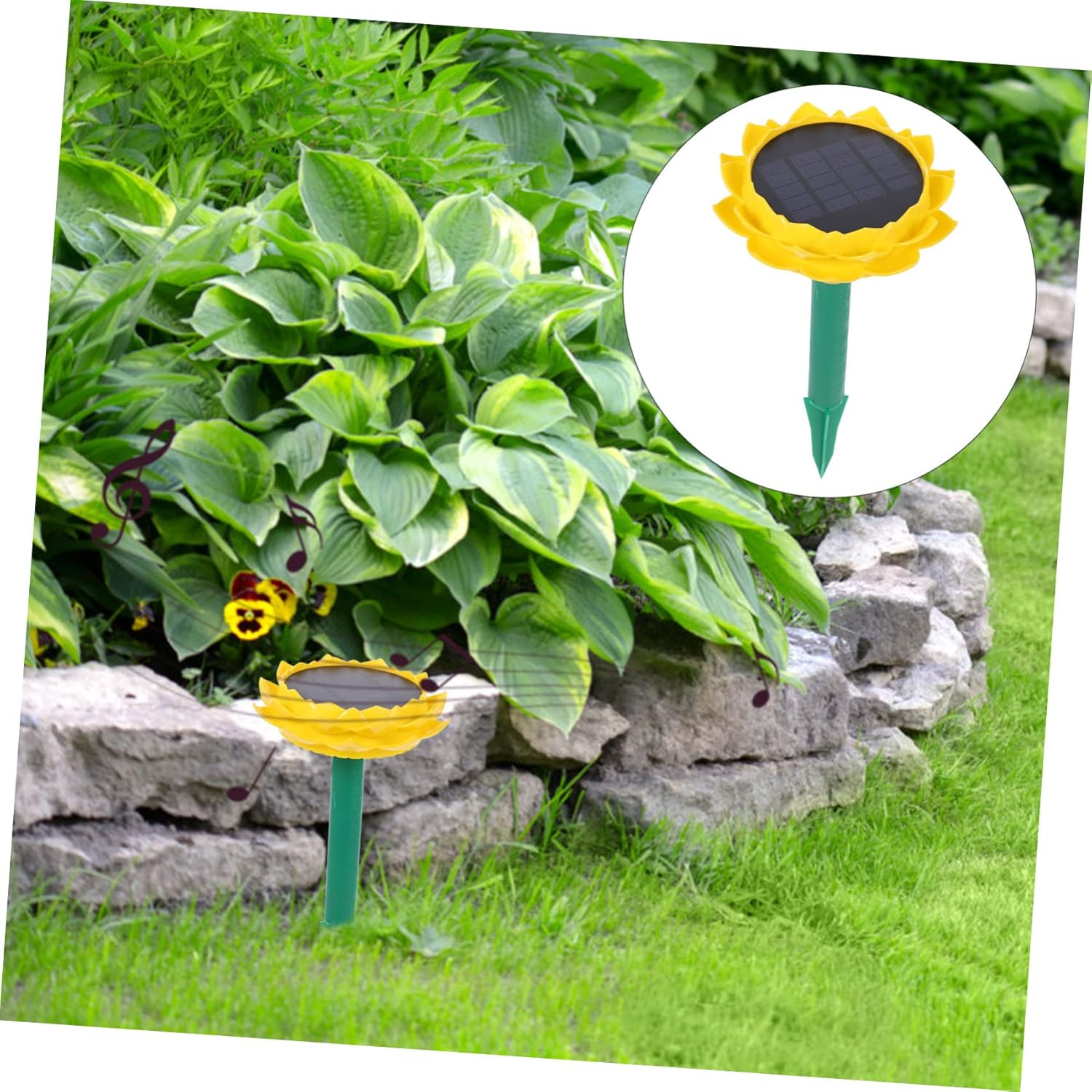 Homoyoyo Solar Powered Lotus Shaped Waterproof Speaker Buddha Songs Player Portable Outdoor Wireless Speaker Garden Decor Yellow image number 1