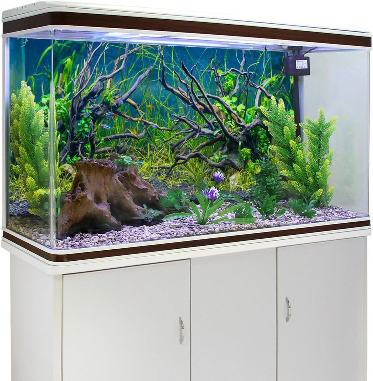 AWERT 72X18 Inches Tropical Fish Tank Background River Bed & Lake Aquatic Plant Undersea Tree Branch Aquarium Background Vinyl image number 1