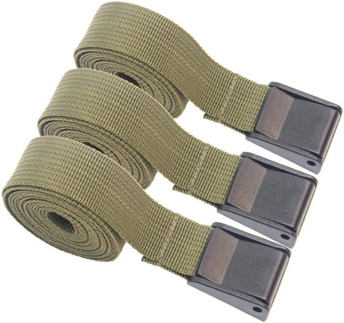 MUSISALY 3Pcs Military Tie Straps PP Webbing with Pom Press Buckle for Camping Luggage Fastening and Cargo Securing