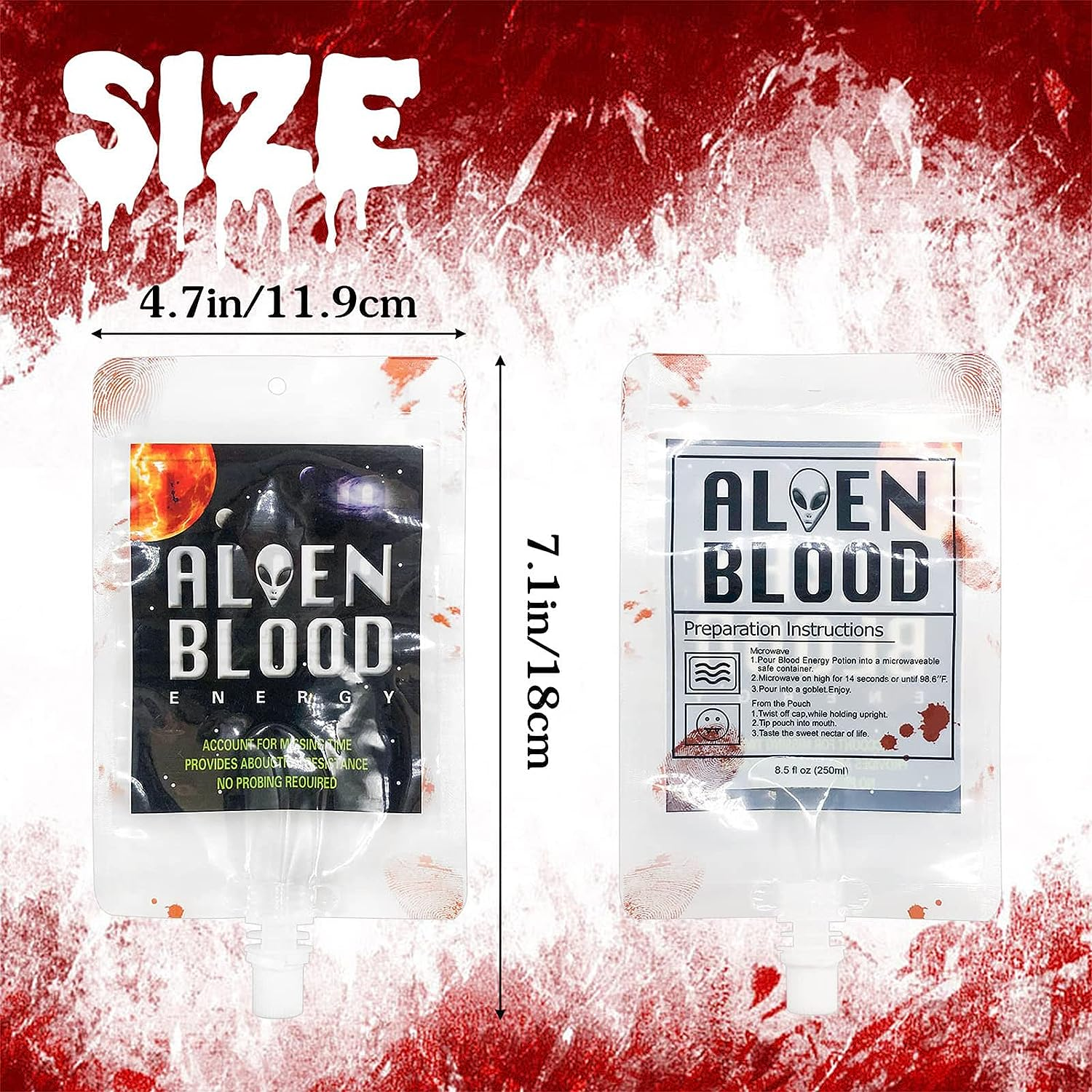 ERDONE Blood Bags for Drinks,24 IV Bags for Halloween Party Decoration,Reusable Drink Pouch with Syringe, for Vampire Hospital Zombie Theme Party Drink Bags, Halloween Party Favors Set image number 3