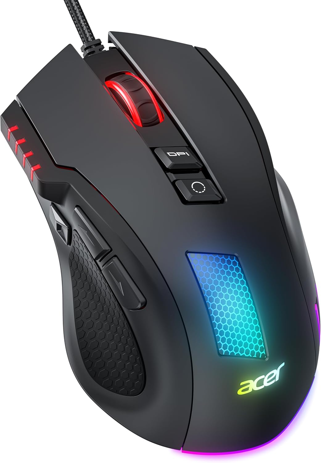 Acer Wired Gaming Mouse 12800 DPI, Computer Mouse Gaming with Cord [Driver-Supported] 8 Programmable Buttons, Rapid Fire, 1000Hz Polling Rate, 12 RGB Backlights, Optical Tracking Mice for PC Laptops image number 3