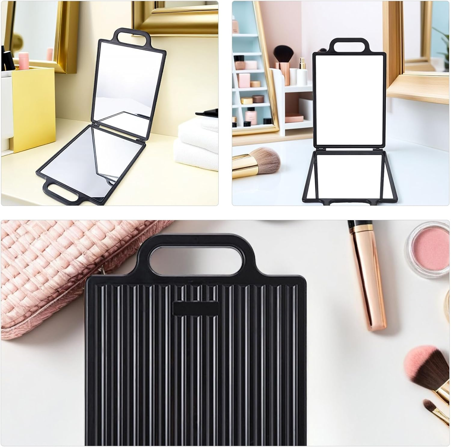 SHERCHPRY Professional Double-Sided Folding Hairdresser Mirror for Salon Use Portable Unbreakable Rearview Tool for Precise Cutting Styling and Grooming in Barber Shops image number 5