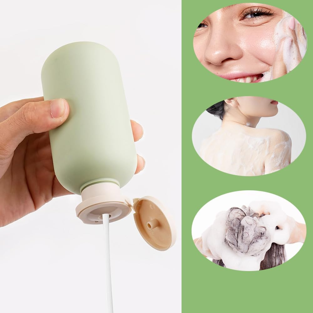 Plastic Squeeze Bottles with Flip Cap and Pump, 2Pcs Empty Squeeze Bottles with Flip Cap, Refillable Travel Bottles Shampoo Pump Bottles, Shampoo and Conditioner Bottles Travel Containers, 300Ml