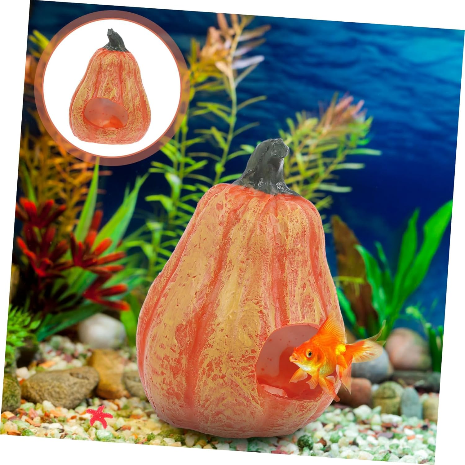FUTUREORYY Resin Pumpkin Aquarium Decor Premium Fish Tank Ornament Safe for Pets Unique Hiding Cave for Fish Decorative Pumpkin for Home Random Style for Guest Room Essentials image number 5