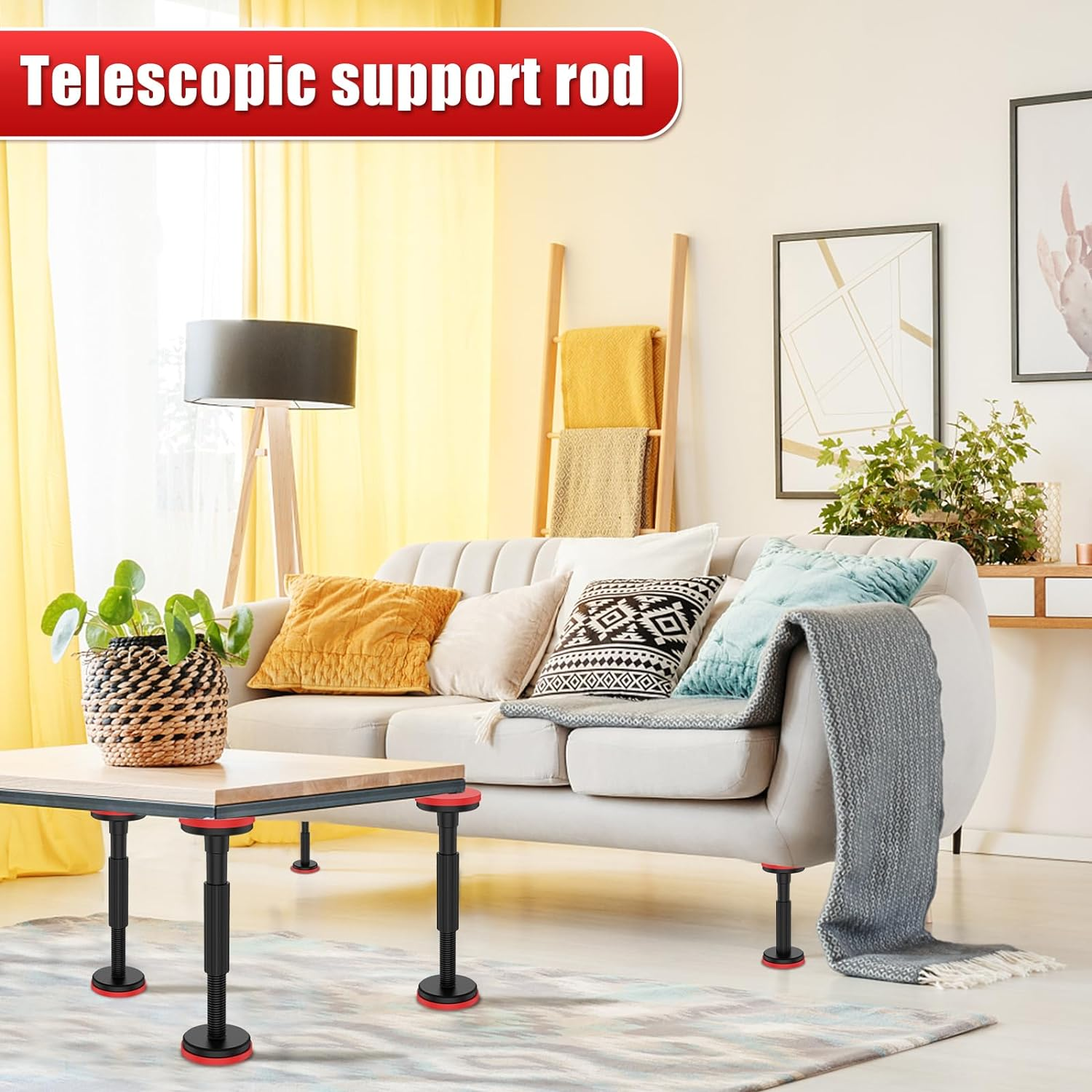 2Pcs Telescopic Support Rod Nylon Cabinet Adjustable Support Pole 200Kg Weight Capacity High Hardness Sink Support Bracket 7.09-17.72Inch Cabinet Lifting Bracket for Cabinet Sofa(Nylon,Black) image number 5