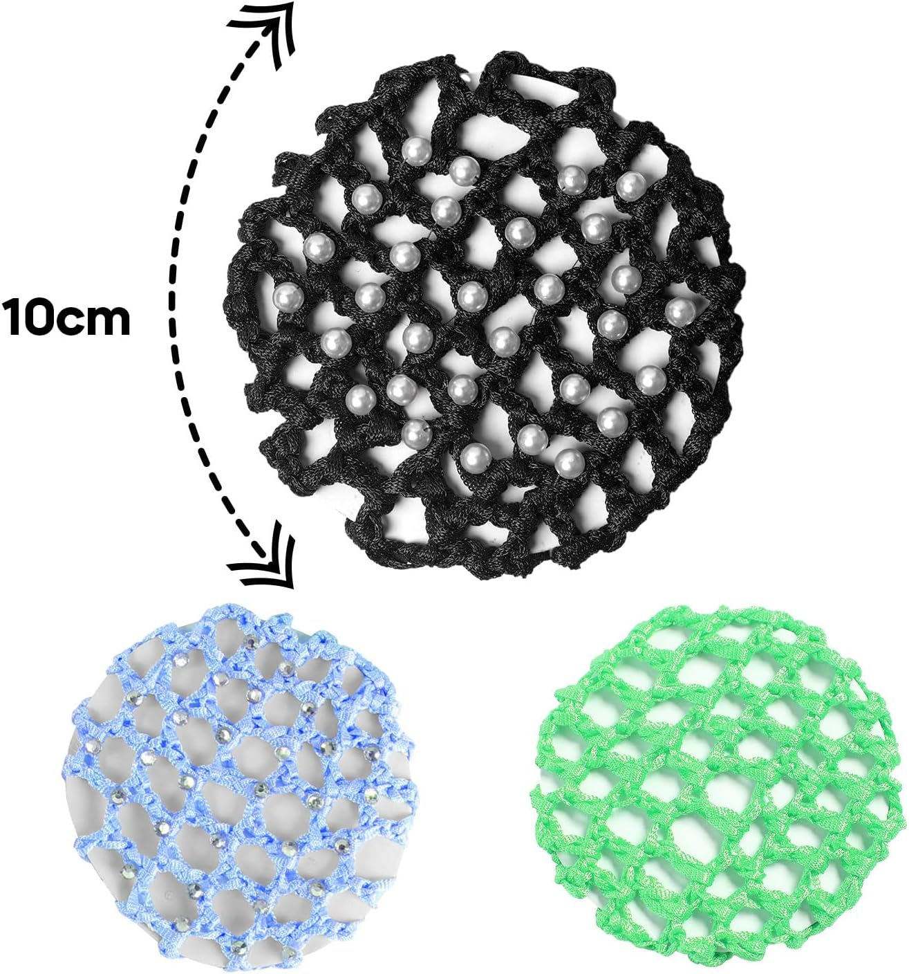 RT 6 Pieces Hair Net, Hair Nets Hairstyles, Bun Net, Bun Net, Hair Net Bun Net, Crystal Hair Net, Bun Nets, Ballet Hair Net, Bun Ballet Girls, Hair Net Ballet Children image number 1