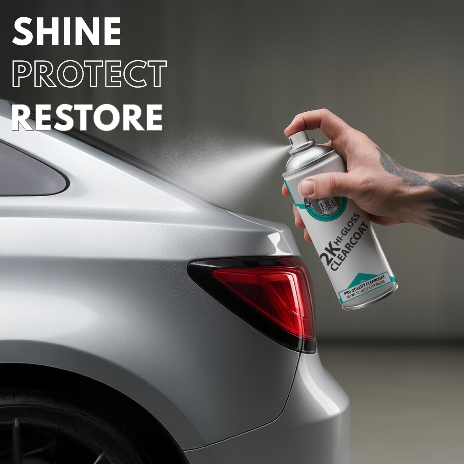 ERA Paints 2K High-Gloss Clear Coat Aerosol | Catalyst-Activated, UV & Chemical Resistant, Long-Lasting Gloss | 11.8 Oz Spray Can with Premium Fan Nozzle | Made in USA (1-Pack) image number 3