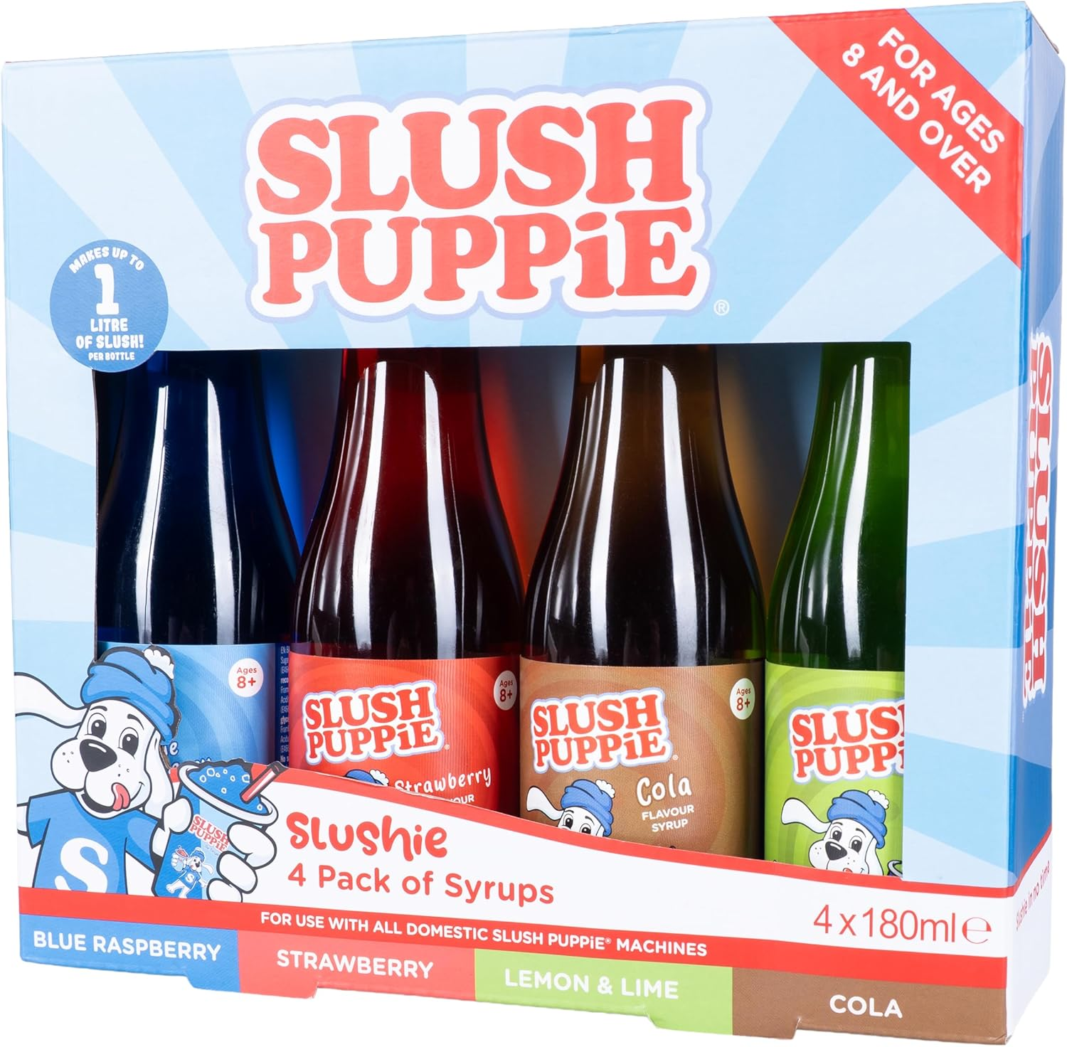 Slush Puppie 4 Pack Syrups, Blue Raspberry, Strawberry, Cola, Lemon Lime, 180Ml Bottles, Classic Slush Flavours image number 4