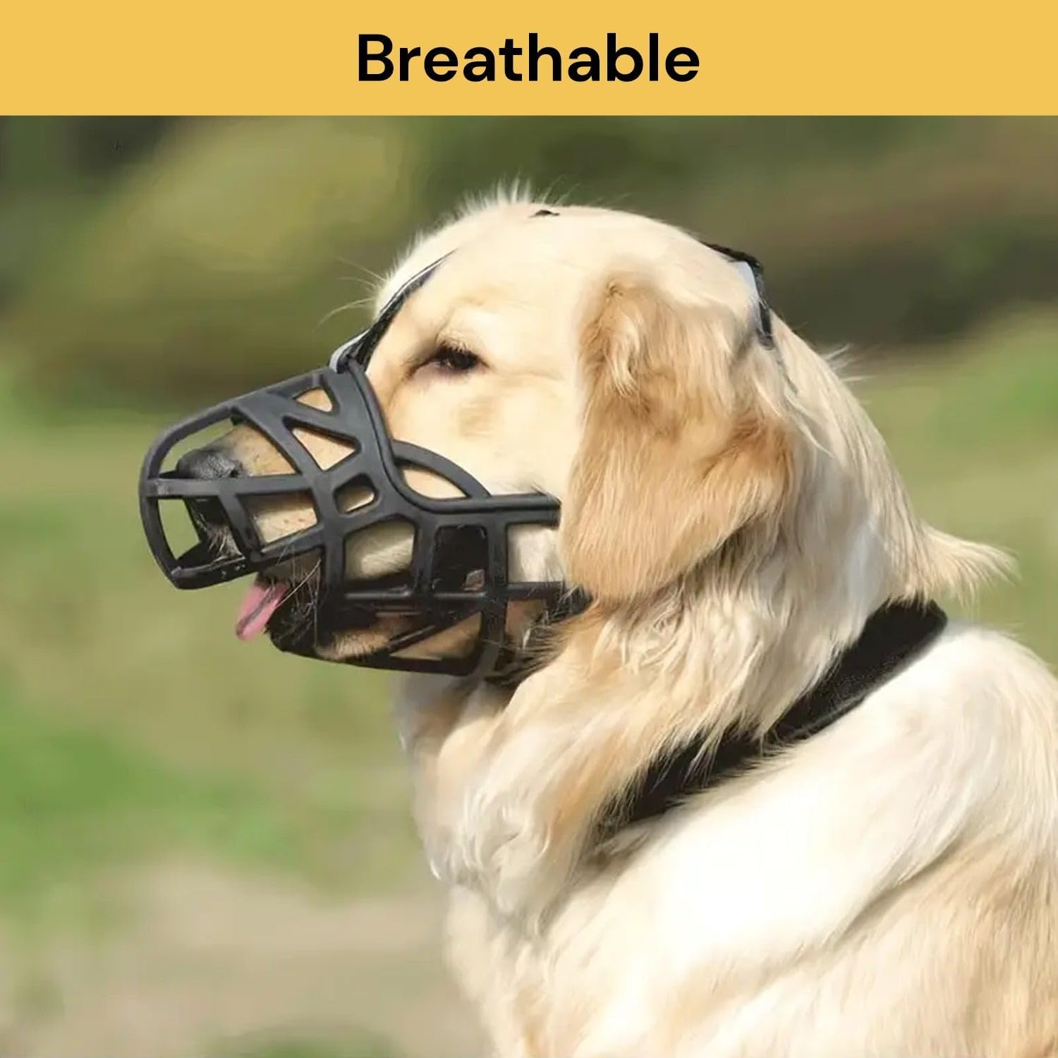 EZONEDEAL Adjustable Dog Muzzle, Breathable Basket Muzzle for Biting, Chewing and Scavenging, Humane Cage Mouth Cover,Aggressive Reactive Dogs, Perfect for Grooming & Training Muzzle (Black, XS) image number 1