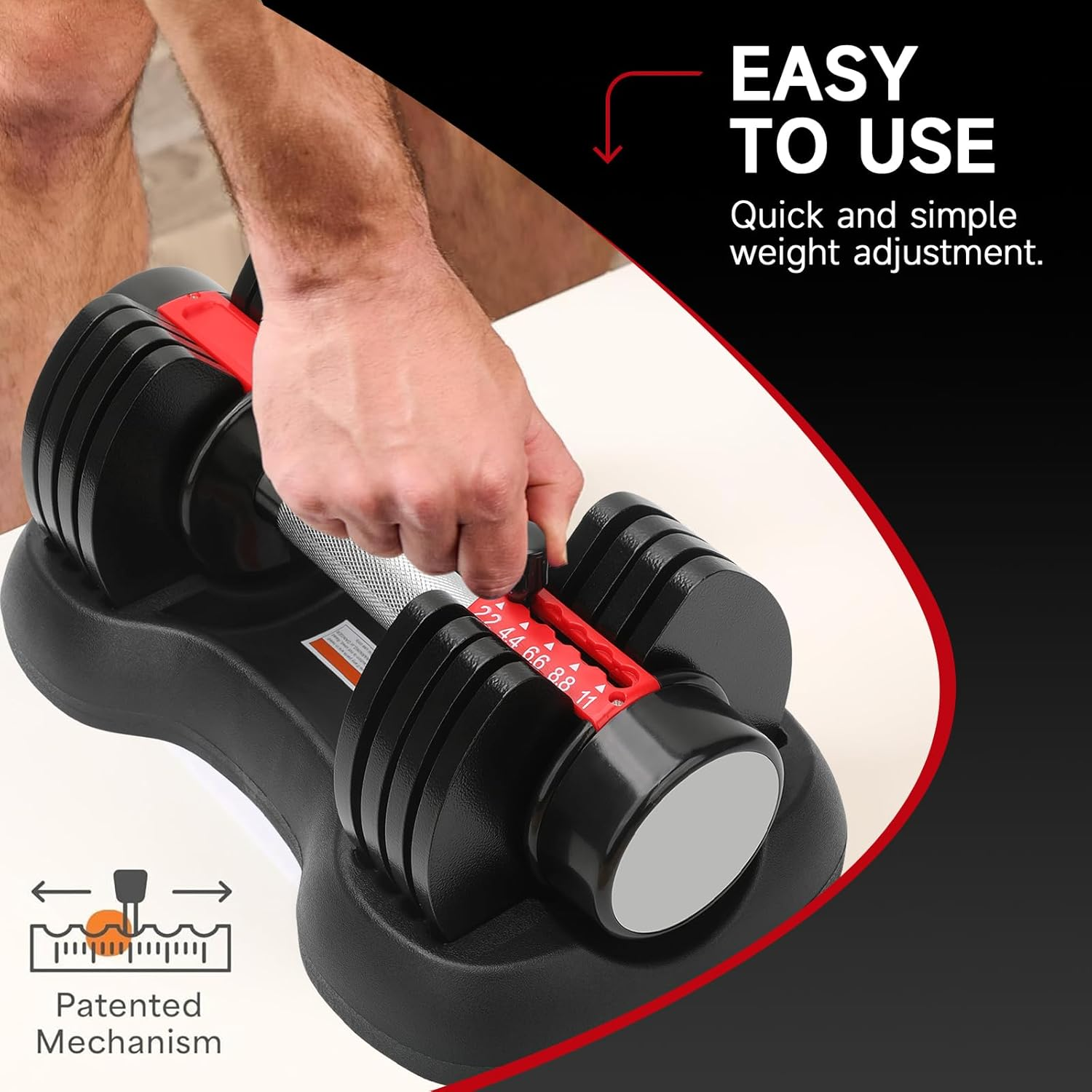 22KG Adjustable Dumbbells Set, Koreal Dumbbell Set, Quick Dial Adjustment Weights with Safety Locking Button, 2.5KG to 11KG Set of 2, Space Saving Strength Training for Full Body Home Gym Workout image number 5