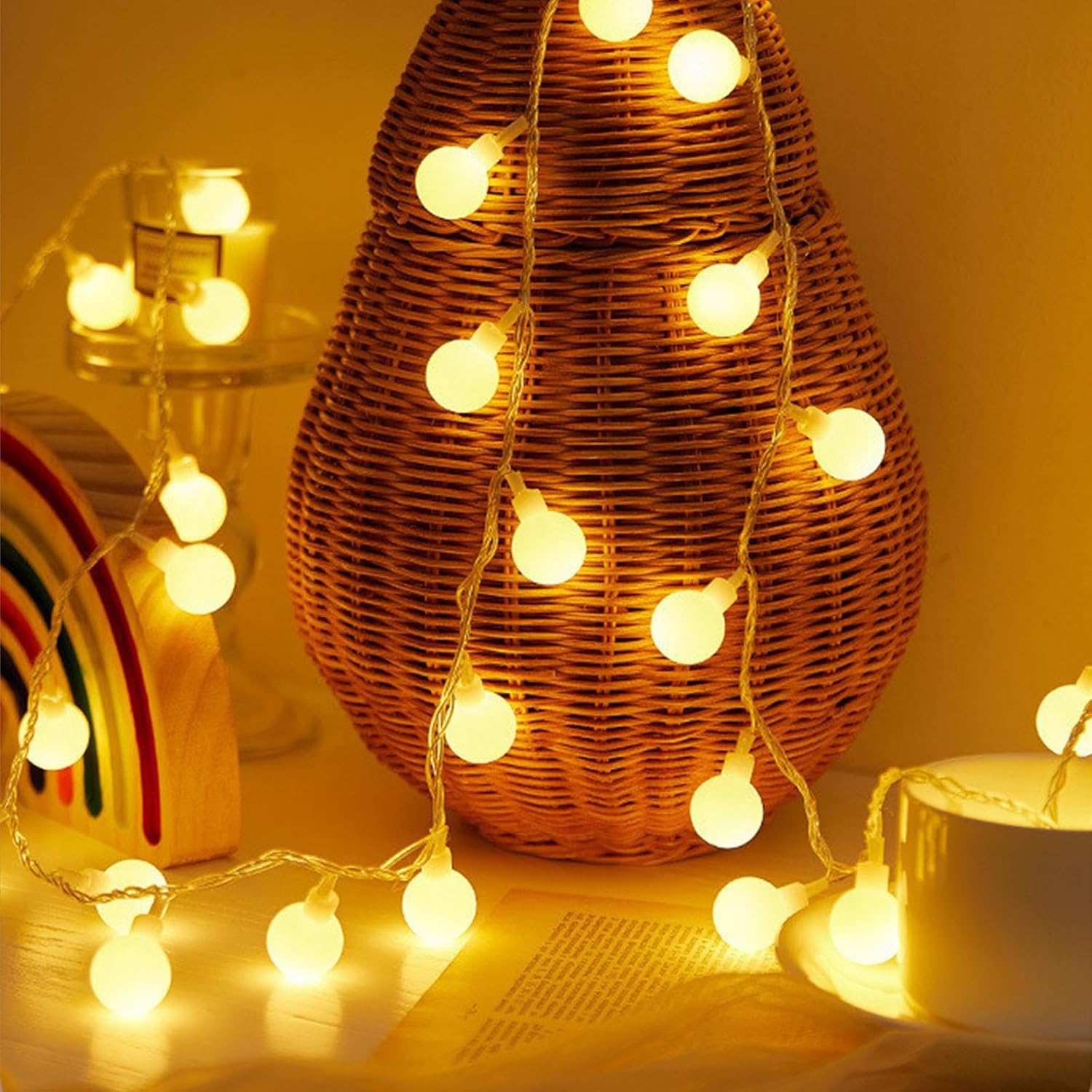 LED Fairy Lights, Warm White, USB Powered, Globe Balls Design, Decorative Lighting for Indoor, Party, Wedding, Christmas (Warm White, 10 M, 80 LED) image number 1