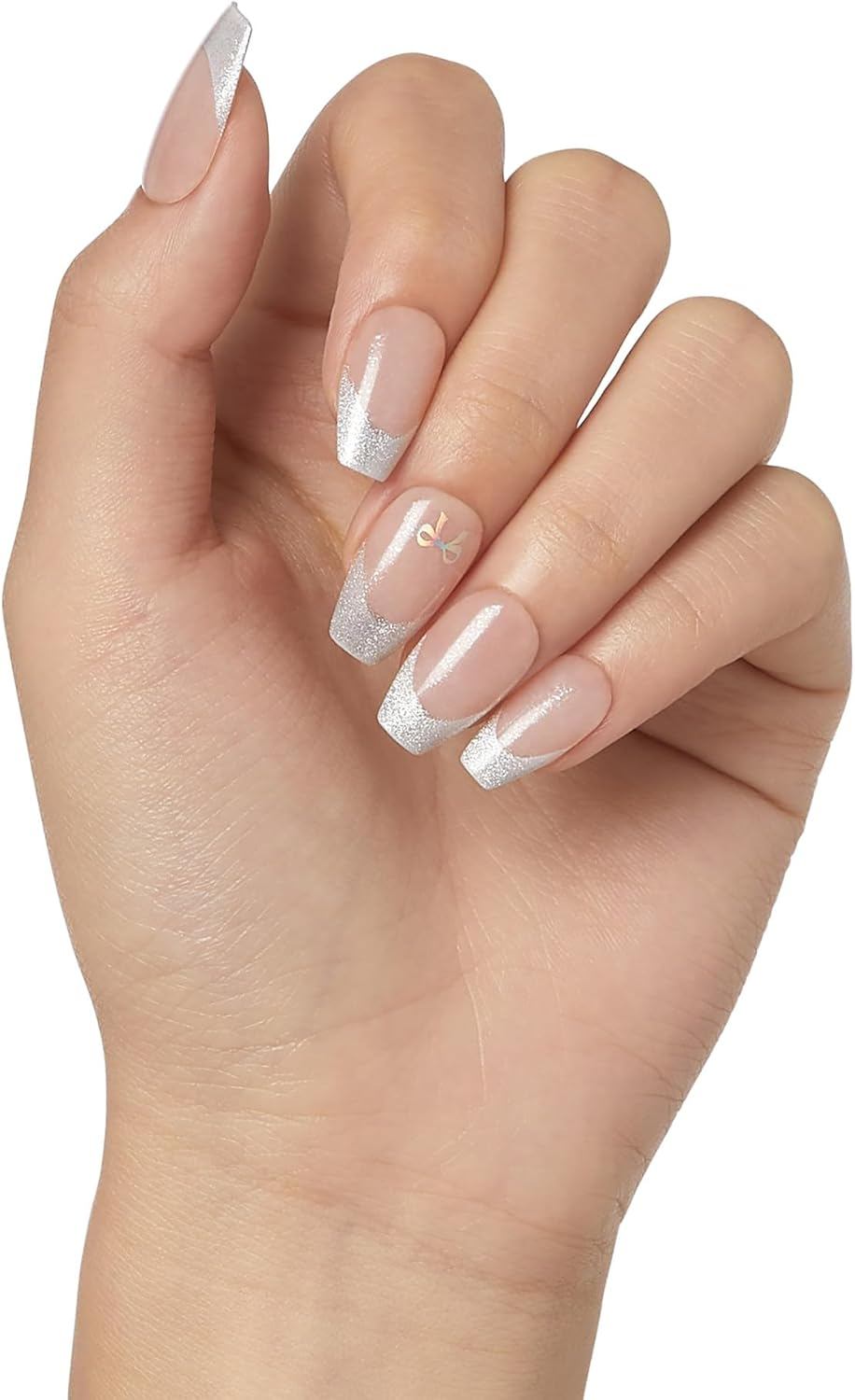 KISS Impress No Glue Mani Press on Nails, Premium, 'Memory Lane', Silver, Medium Size, Coffin Shape, Includes 30 Nails, Prep Pad, Instructions Sheet, 1 Manicure Stick, 1 Mini File image number 2