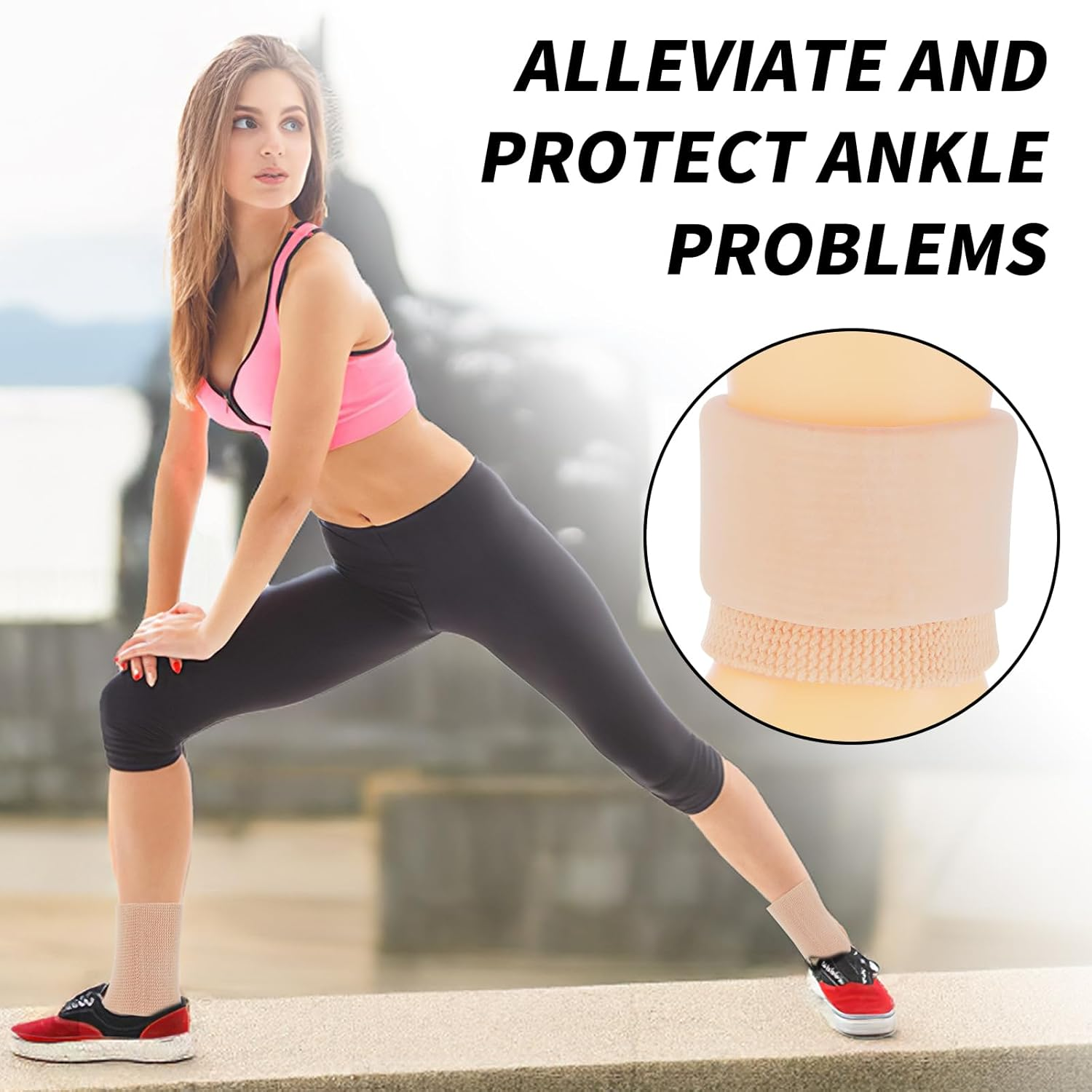 2 Pcs Ankle Gel Sleeve Padded Skate Socks Ankle Protector for Shoes Ice Skate Guards Padded Ankle Protector Brace Ice Skating Protection for Figure Skating Riding Hockey Roller Inline Ski image number 5