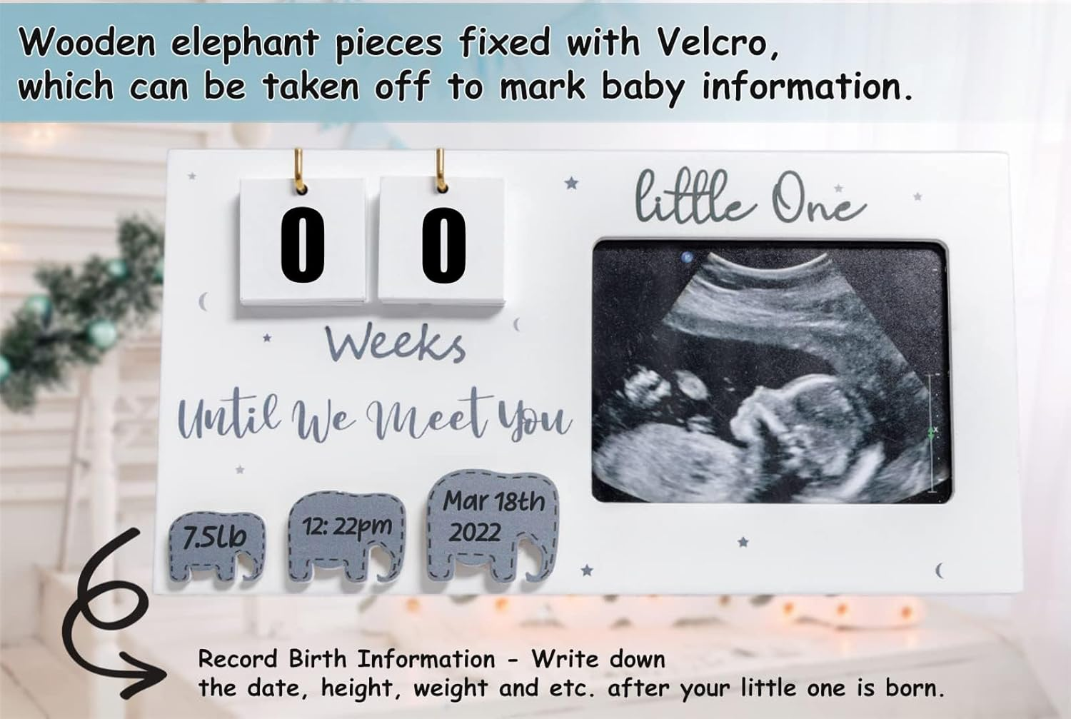 Baby First Scan Photo Frames Pregnancy Announcement Gifts,Baby Sonogram Picture Frame Countdown Weeks,Ultrasound Picture Pregnant Mom Wooden Photo Mum to Be Pregnancy Gifts. image number 5