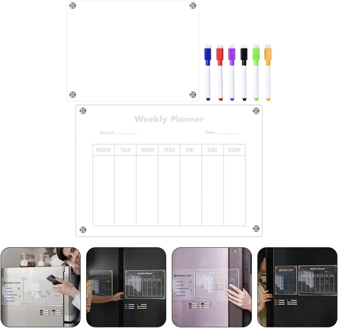 BUTIFULSIC 1 Set Dry Erase Board for Fridge Board Magnetic Fridge Magnetic Planning Board Schedule Writing Board Small Dry Erase Boards Fridge Board Refrigerator Kitchen Supplies A4 Acrylic