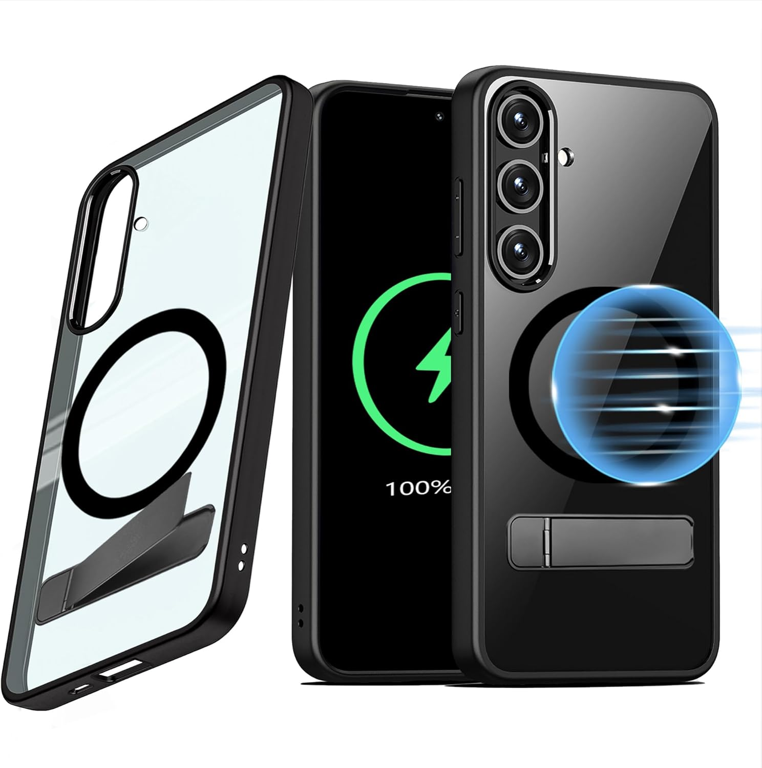 Guizzcg for Samsung Galaxy S10+ / S10 plus Case [Compatible with Magsafe] Flexible TPU Bumper + Clear Back Slim Shockproof Drop Protection,Magnetic Cover for Galaxy S10 plus -Black