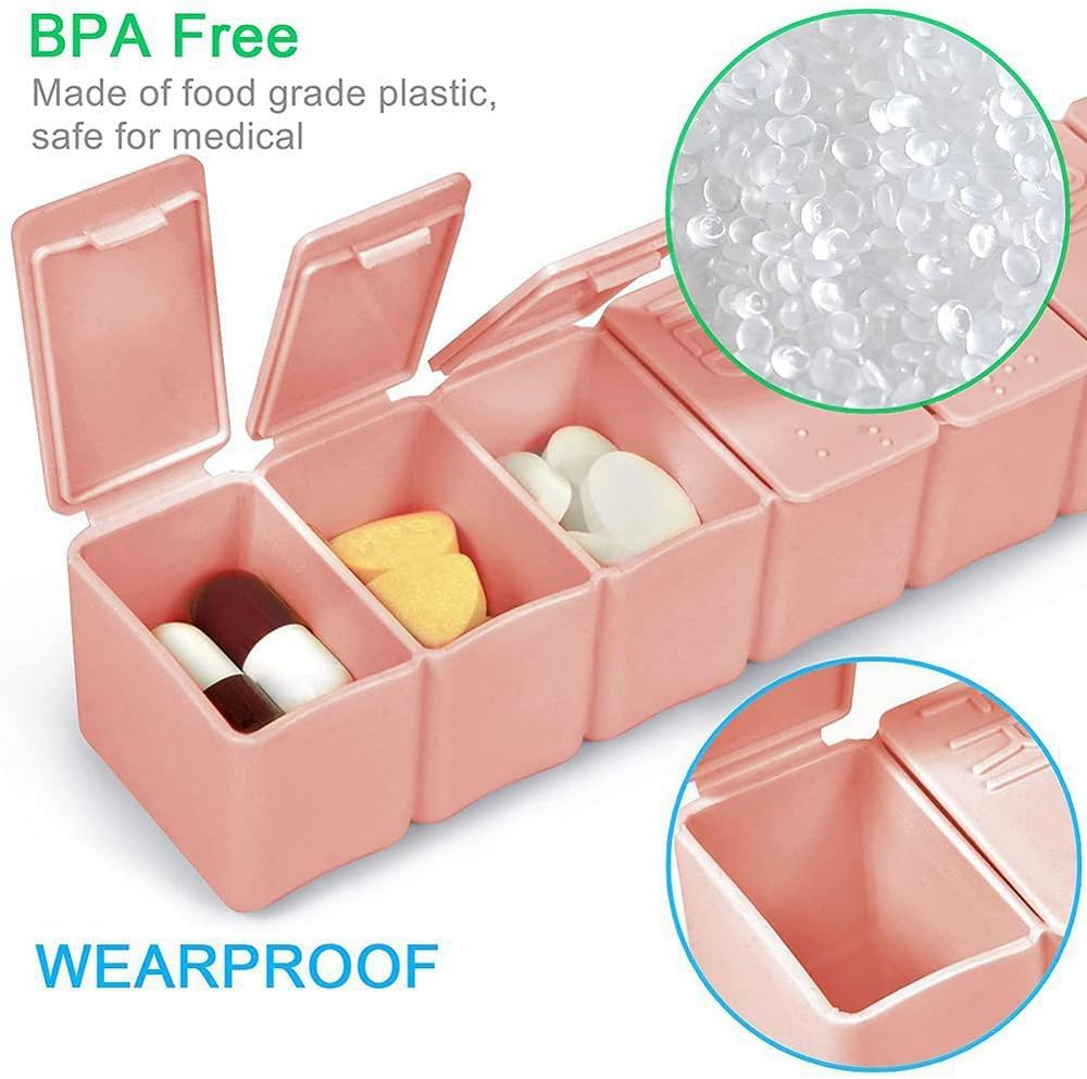 2X 7 Day Weekly Pill Box Medicine Tablet Organizer Dispenser Container Case AU Pink