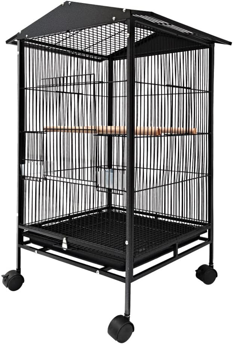 Taily Bird Cage Stand-Alone Aviary Large Bird Cages Travel Stand Budgie Parrot Birdcage with Removable Tray 85Cm Black image number 4