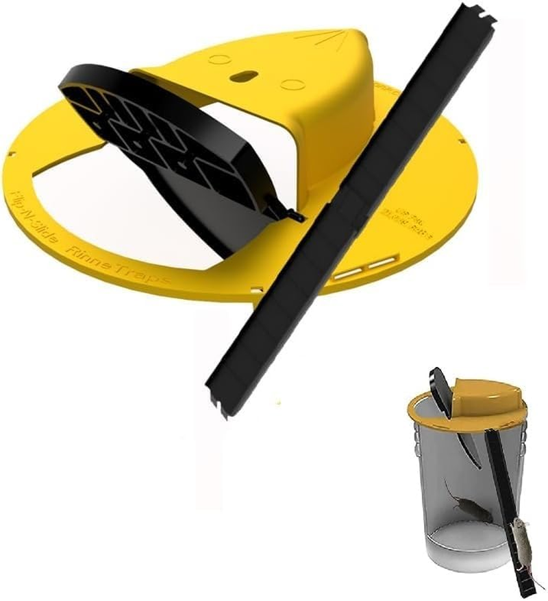 Liyquint Automatic Reset Mouse Trap Bucket Lid - Humane Multi-Trap for Rats/Mice, Indoor/Outdoor Rodent Trap, No See Kill, Fits 5 Gallon Bucket (Yellow) image number 1