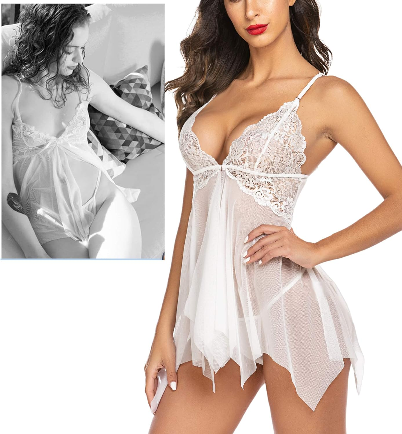 Avidlove Lingerie for Women Lace Babydoll Sleepwear Boudoir Outfits plus Size Langeray XS-5XL