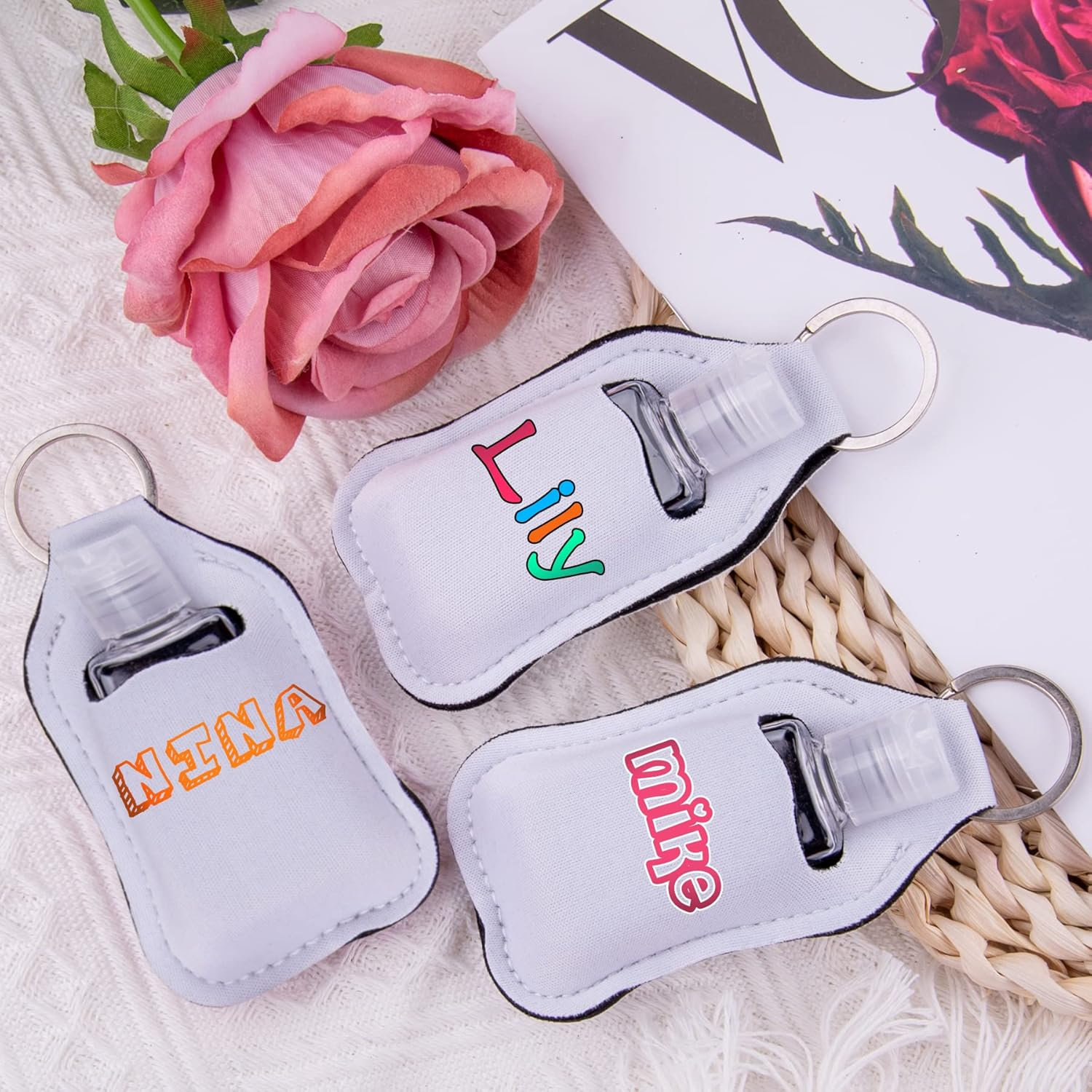 Duufin 60 Pieces Empty Travel Size Hand Sanitizer Bottles with Keychain Set Including 30 Pieces Clear Refillable Bottles and 30 Pieces Hand Sanitizer Holder Keychain for Backpack and Purse image number 5