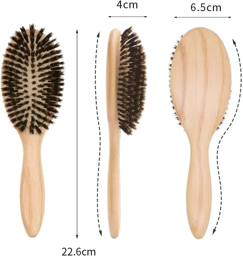 Felefi Oak Wood Hair Brush, Boar Bristle Cushion Brush, Wet and Dry Hair image number 2