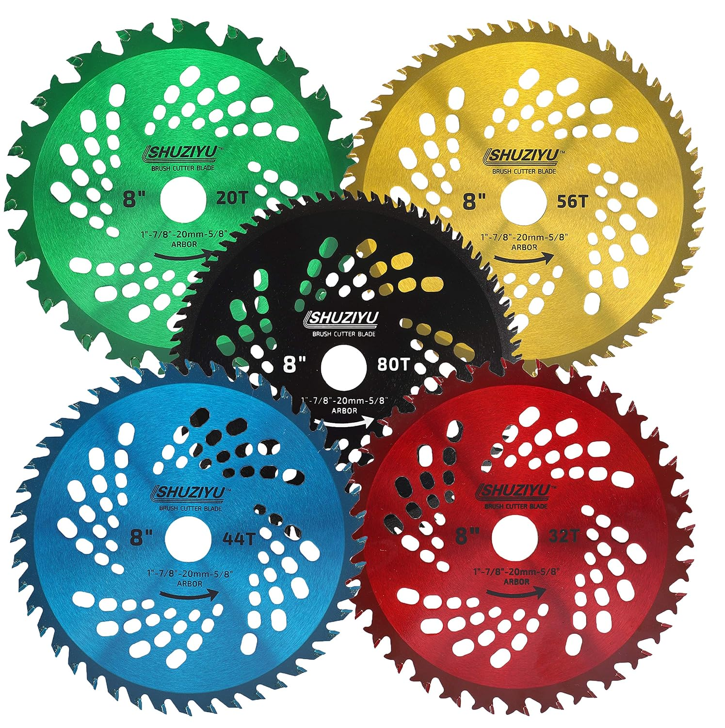 8"-32T. 1" Arbor with Washer Adapter 7/8"-20Mm-5/8, Brush Cutter Blade, Trimmer Weed Blade. Eater Blade