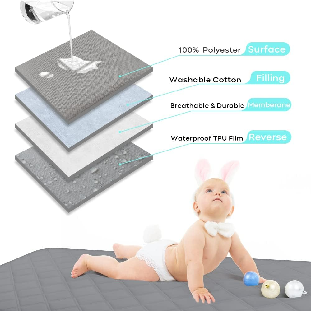 Yoofoss Waterproof Crib Mattress Protector, Quilted Fitted Crib Mattress Pad, Ultra Soft Breathable Toddler Mattress Protector Baby Crib Mattress Cover Breathable and Hypoallergenic (28''X52'')