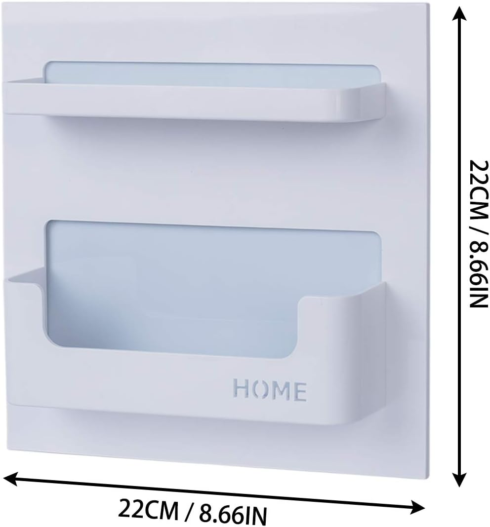 OKOMATCH Bedside Shelf - Stick on Wall Mounted Bed Room,Dorm,Office Adhesive Floating Accessories Caddy Organizer/Holder for Phone,Glasses,Remote Control,Keys,Pens - Plastic Material- White image number 3