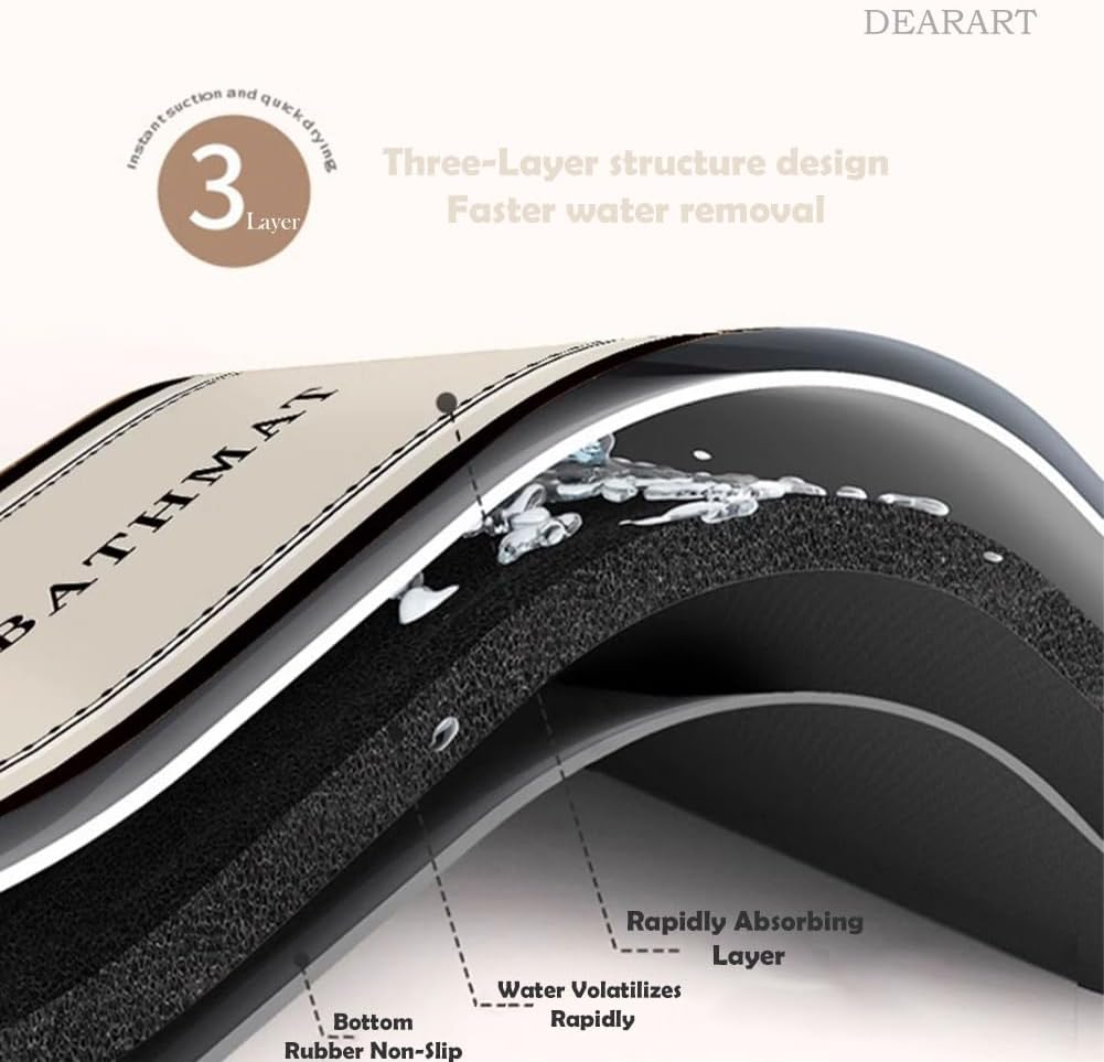 DEARART Bath Mat Bathroom Rug 60''W X 40''L Cm, Non Slip Absorbent Rugs, Thick Mats Carpet for Bathroom Floor Water Absorption, Comfortable and Dry Quickly, Set-4 image number 1