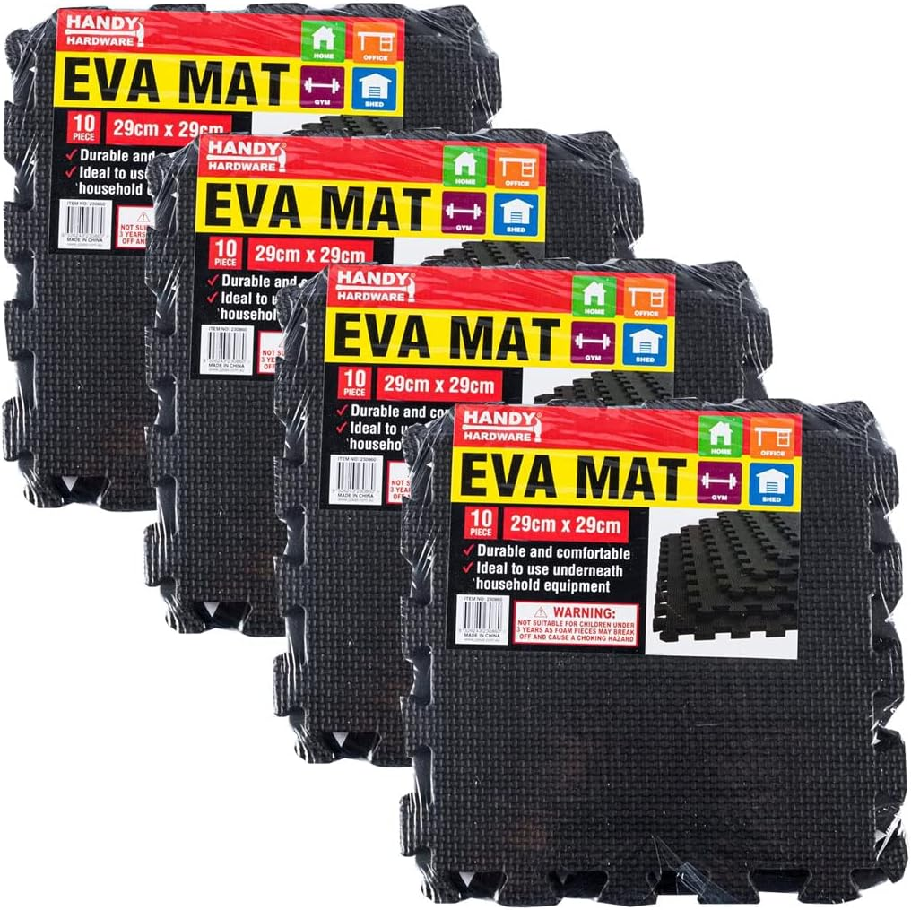 [40PCE] Handy Hardware Black EVA Mat, Durable, Non-Slip Surface for Home Gym, Yoga, and Exercise, Protects Floors and Provides Cushioning - Black (40PCE) image number 6