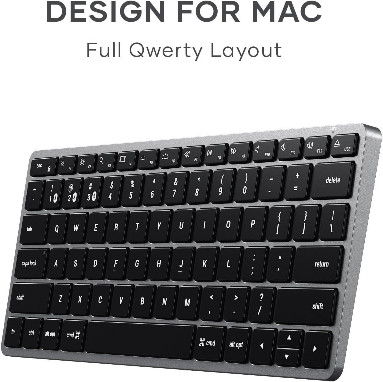 Satechi Slim X1 Bluetooth Backlit Keyboard for Mac, Illuminated Keys & Multi-Device Sync, for Macbook Air/Pro M4, Ipad Air/Pro M4, Ipad Mini, Mac Mini, Imac - Space Grey image number 3