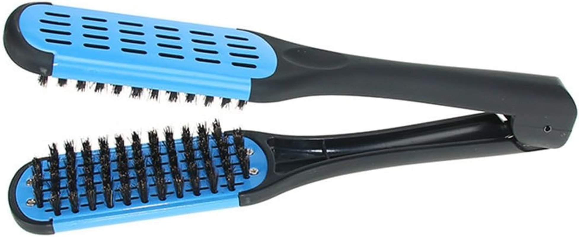 Namvo Hair Straightening Double Brush Comb Clamp Hair Brush Double Brush Comb Soft Handle, Blue, All Hair Types, Unisex, Hair Care Enthusiasts