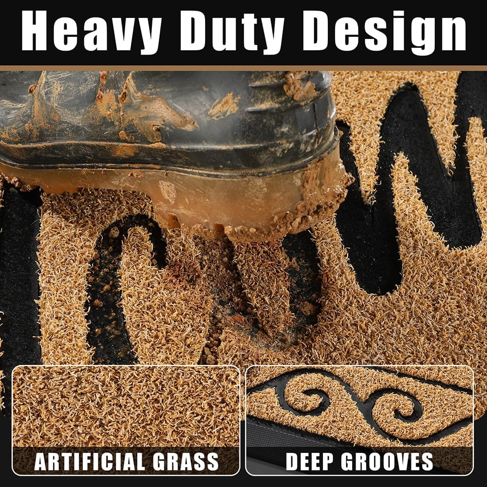 Yimobra Welcome Front Door Mat, Heavy Duty Easy Clean Doormat Indoor Outdoor, Waterproof Quick Dry Floor Mat for Home, Garage, Hign Traffic Areas, Non Slip, Low Profile, 29.5X17 Inches, Yellow image number 6