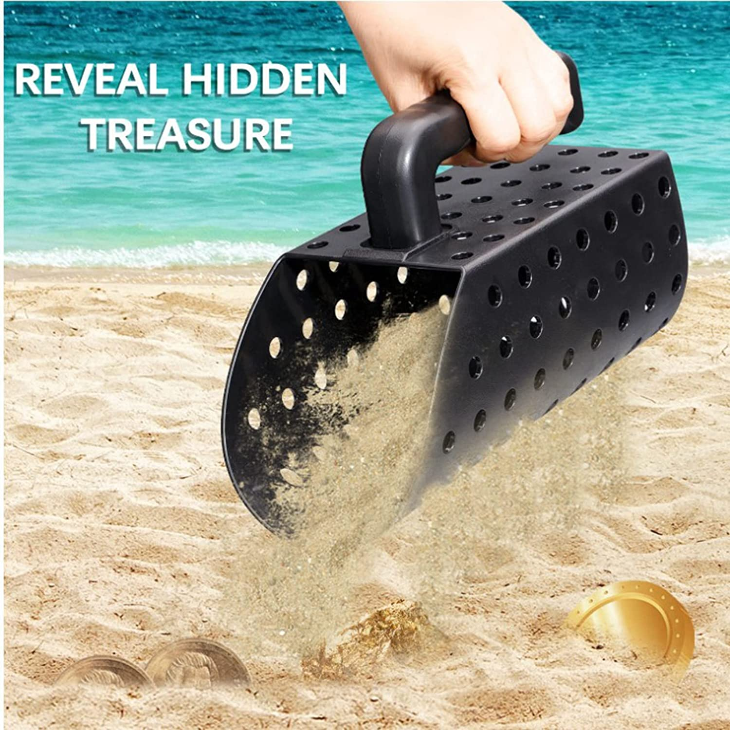 Sand Scoop and Shovel, Sturdy ABS Plastic Digging Tools with Ergonomic Handle, Beach Metal Detecting Tool Digging Shovel for Kids, Adults, for Beach Gold Prospecting image number 1
