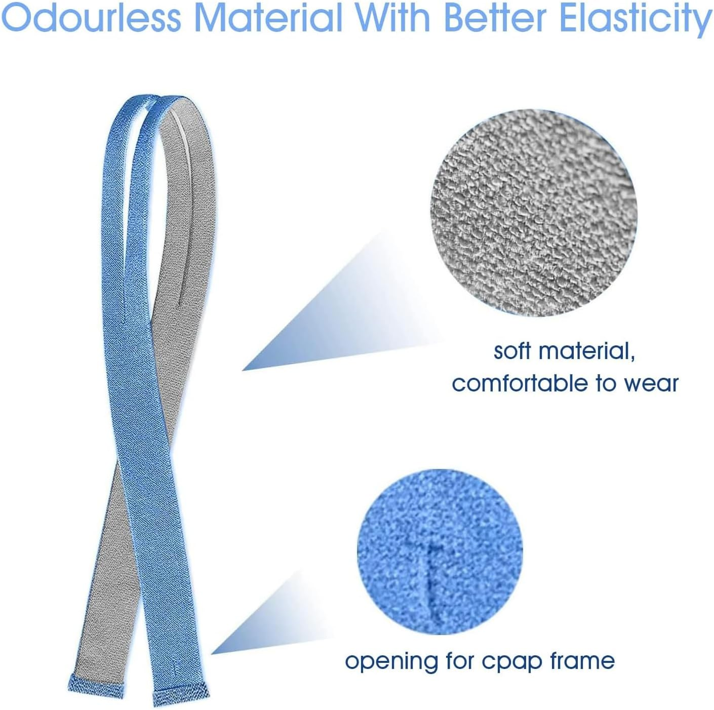 3 Pack Super Elastic Adjustment Straps， Compatible with Airfit P10 N30- Advanced Upgraded P10 N30 Strap，Nose Pillow, Built-In Clip (Blue) image number 2