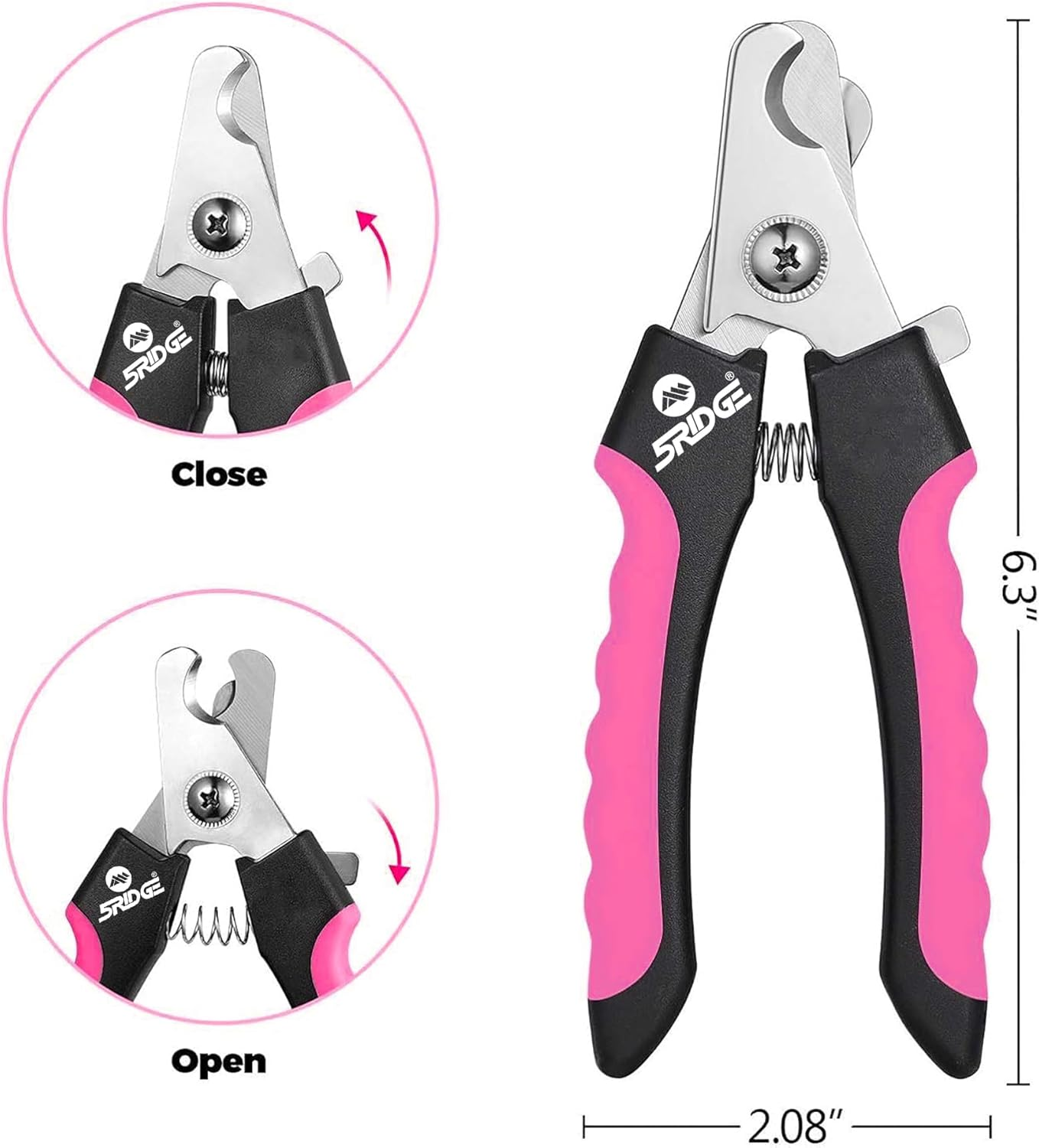 5RIDGE Professional Dog Nail Clippers with Safety Guard, Stainless Steel Pet Nail Trimmer for Large Dogs and Cats image number 2