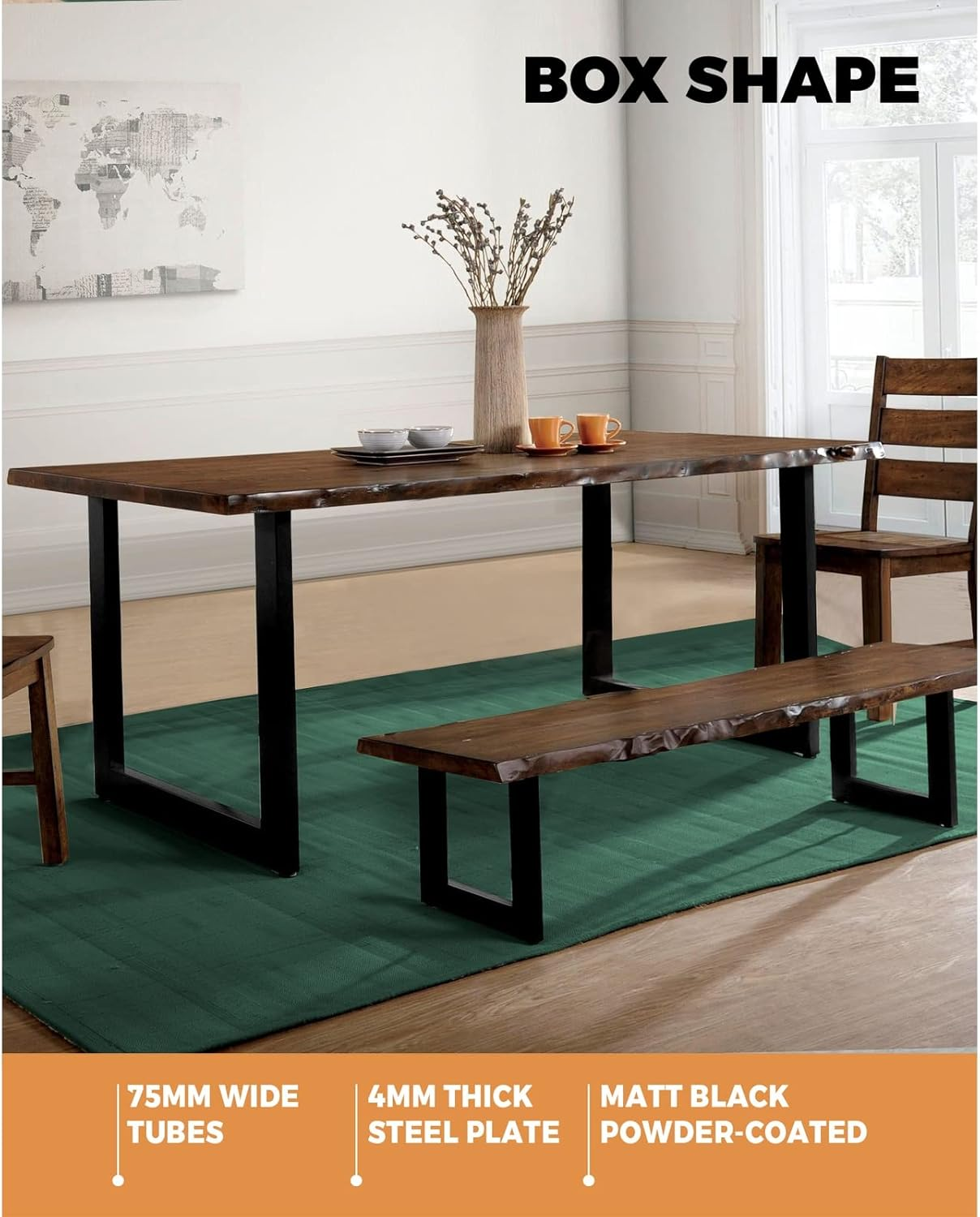 Oikiture Table Leg Desk Coffee Dining Furniture Hardware Metal Legs X2 Home Improvement Bench Box Steel DIY Industrial Rectangle 40 X 30CM image number 6