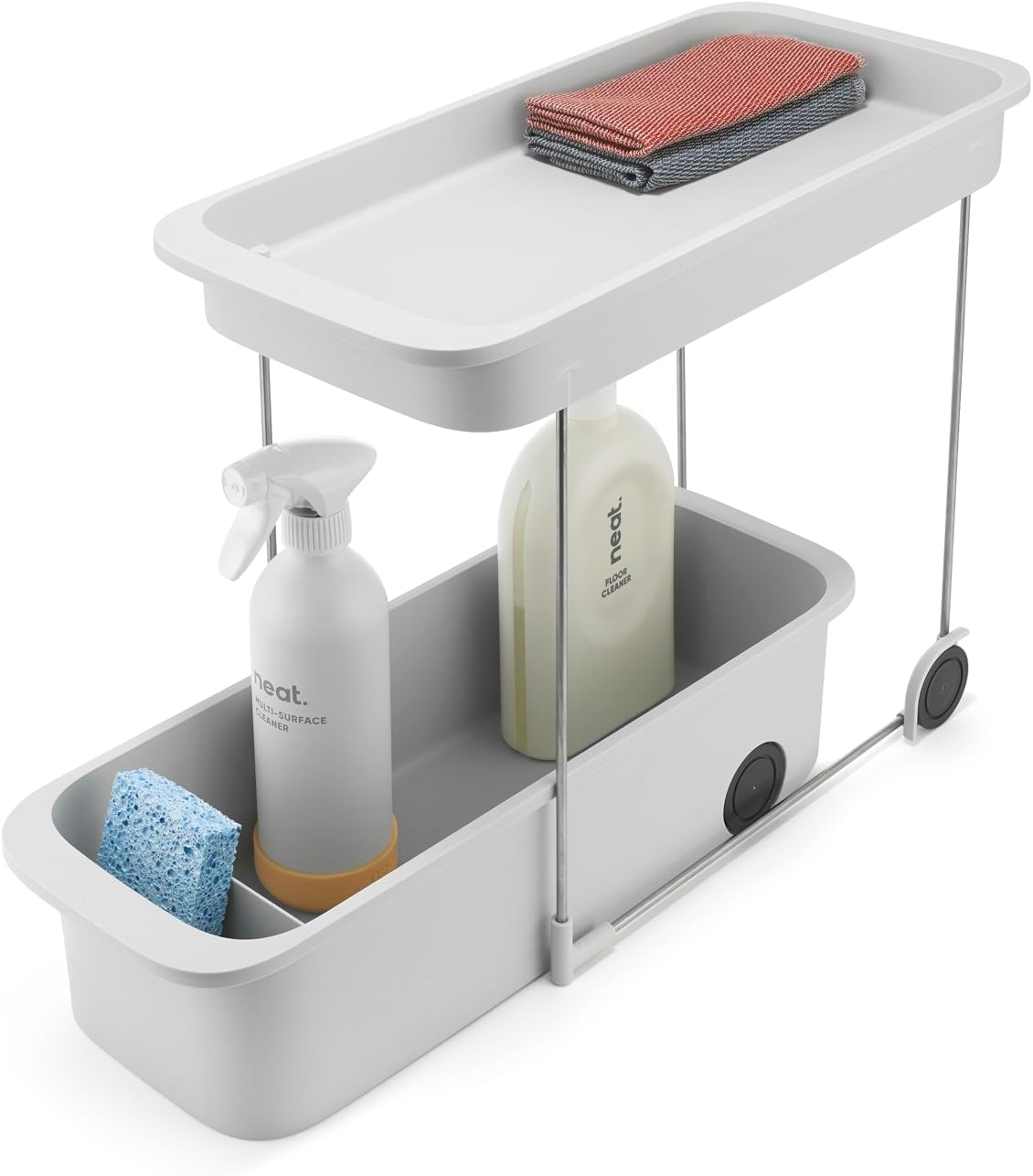 Joseph Joseph Cupboardstore 2-Tier Easy Access Wheeled Storage Caddy, under Sink Kitchen Organiser, Recycled Plastic image number 4