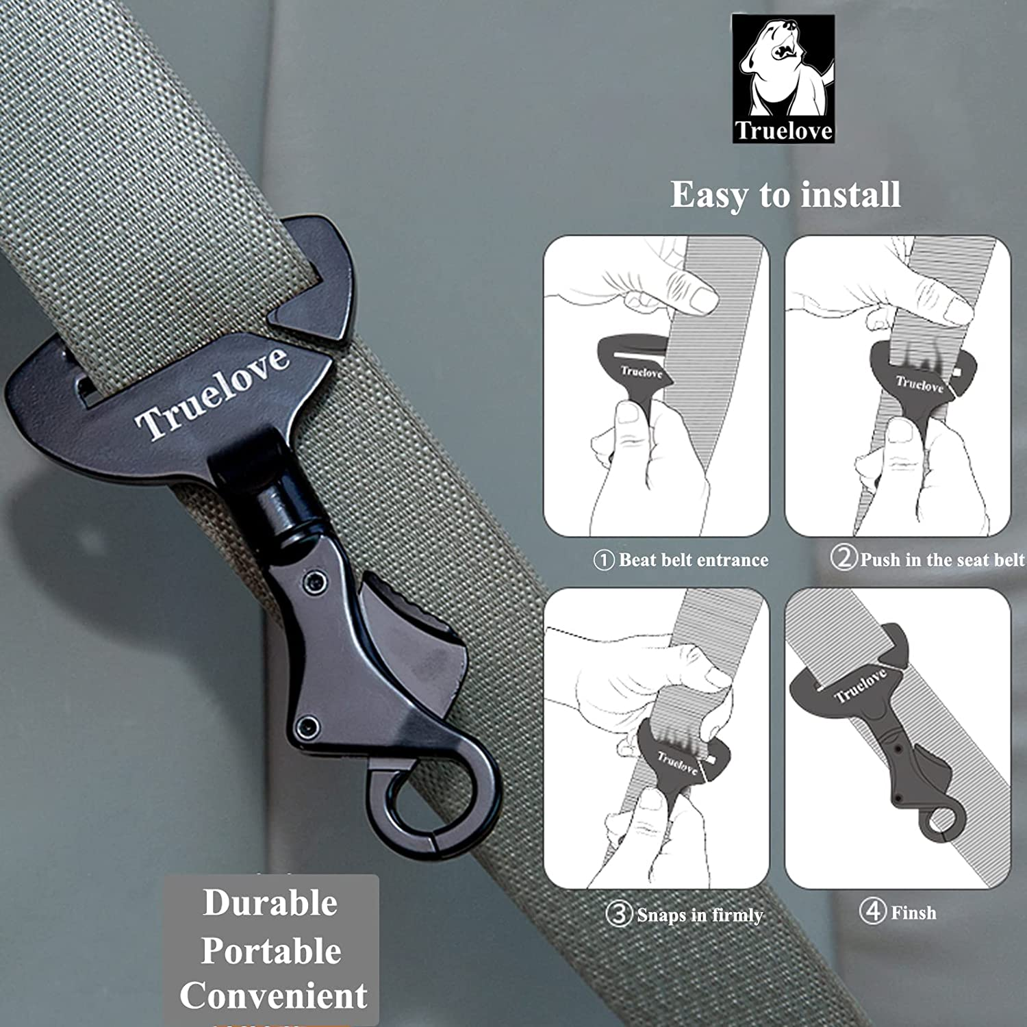 Truelove Vehicle Seat Belt Safety Buckle Lock, Dog Seat Belt Clip Universal Dog Car Restraint - Dog Seatbelt Lock - Portable Vehicle Seatbelt Harness for Pet Car Travel image number 6