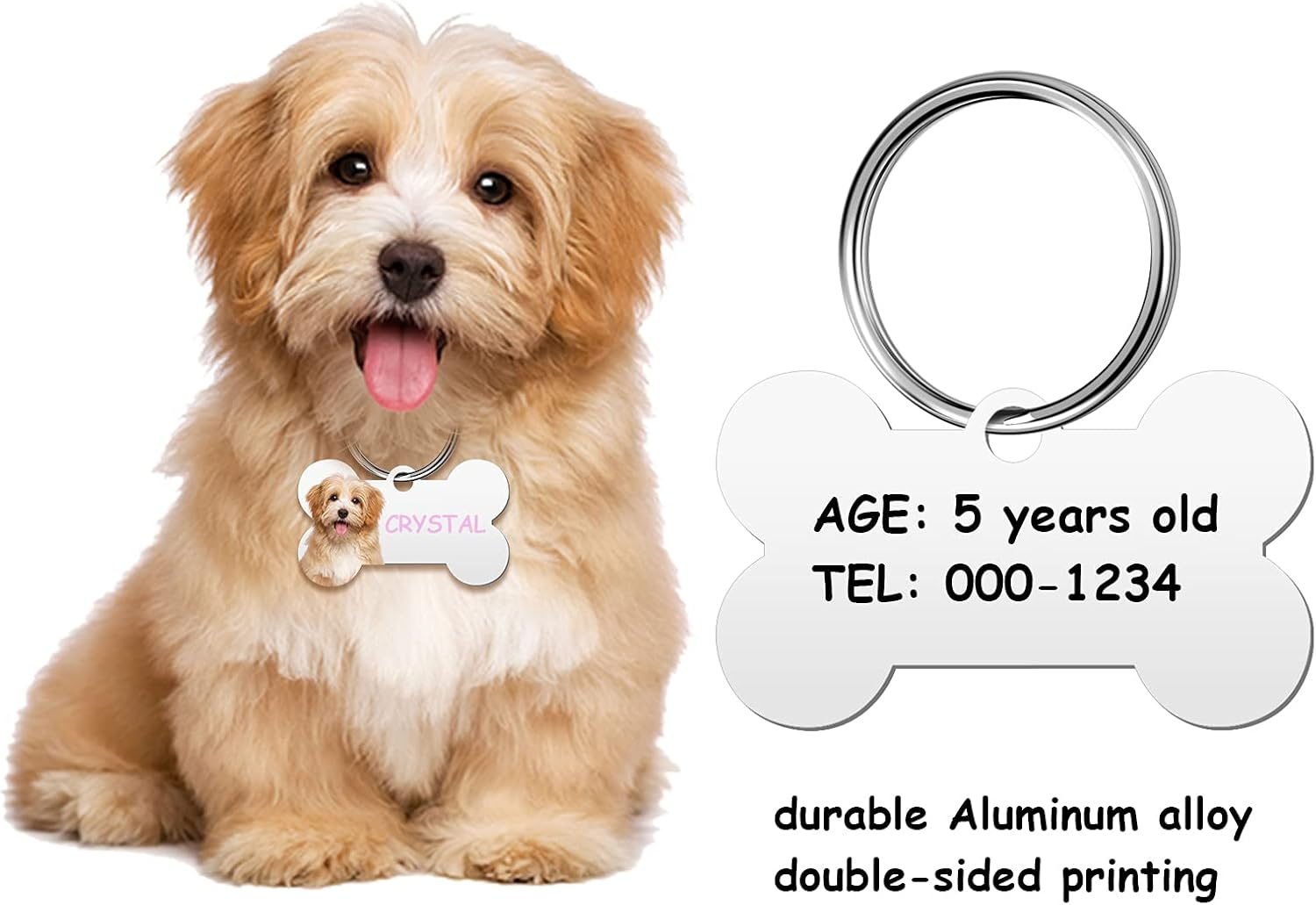 16 Pieces Sublimation Blank Dog Tag Aluminum Dog Tag Bone-Shaped Sublimation Blank Dog Tag Double Sided Dog Tag with Key Ring for Dogs and Cats Pet ID Tag image number 6