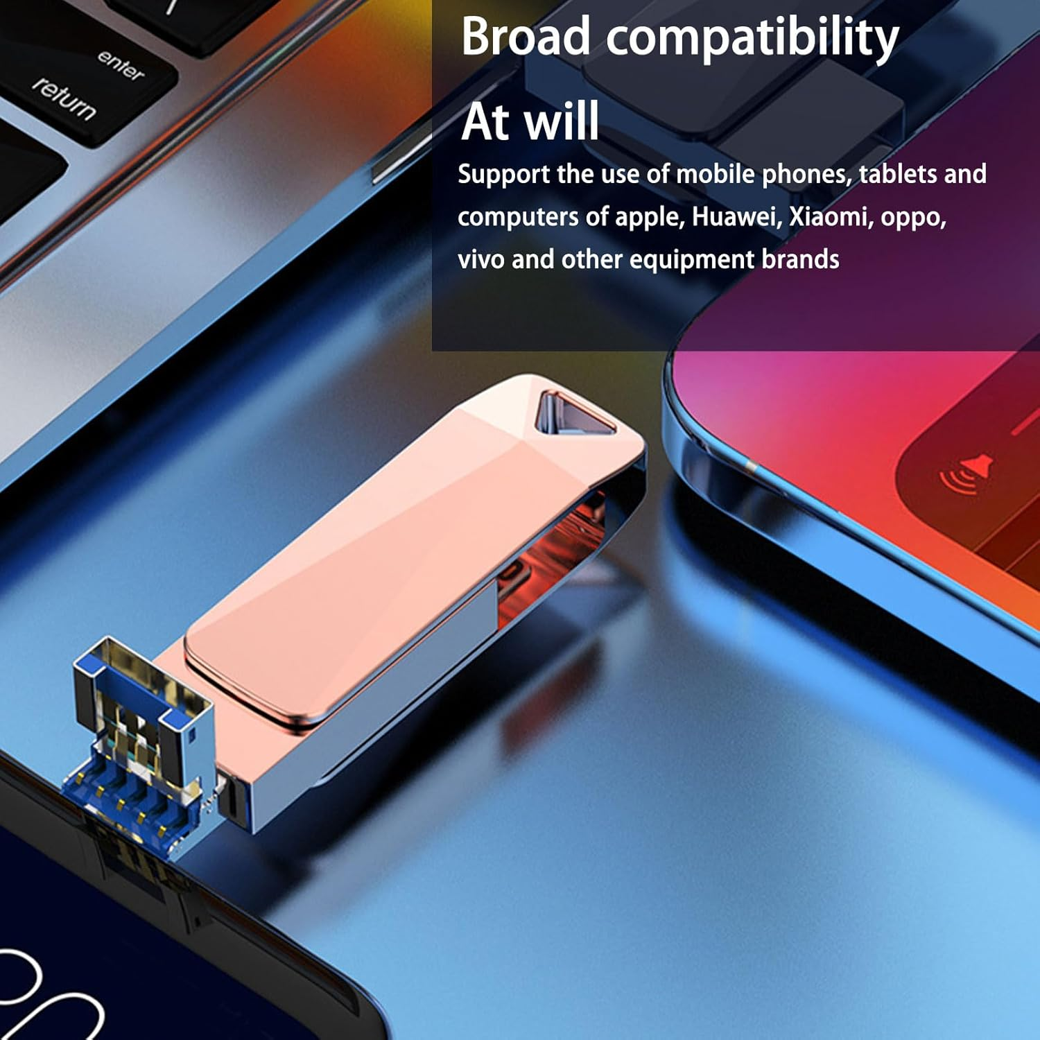 USB Drive, 4-In-1 High-Speed USB Stick, 1Tb USB Flash Drive for Backup, USB Flash Drive Suitable for Iphone, Ipad, Android, Pc and More Devices (Pink) image number 3