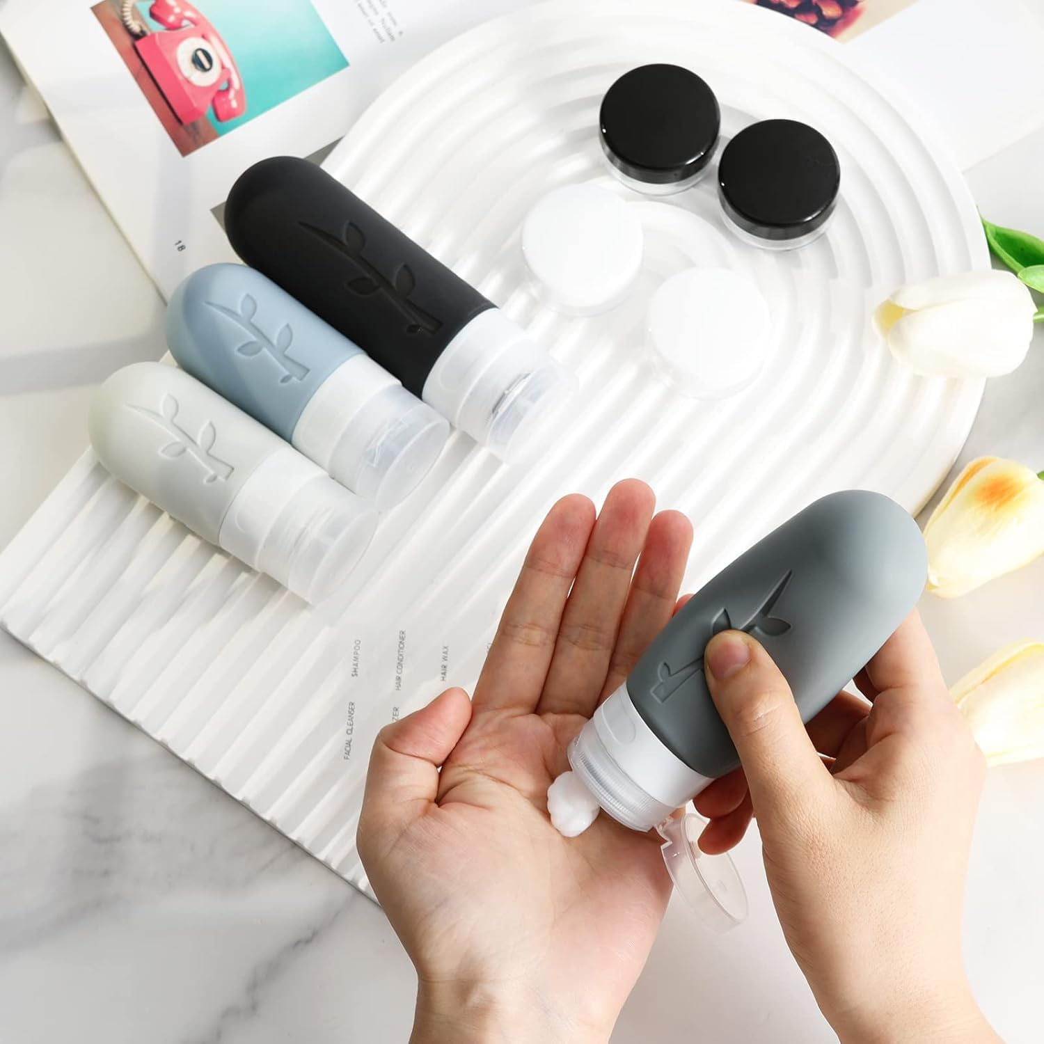 18Pack Travel Bottles for Toiletries TSA Approved Silicone Containers Jar Leak Proof Refillable Liquids Shampoo Conditioner Essentials Toiletry Reusable Accessories Must Have image number 4